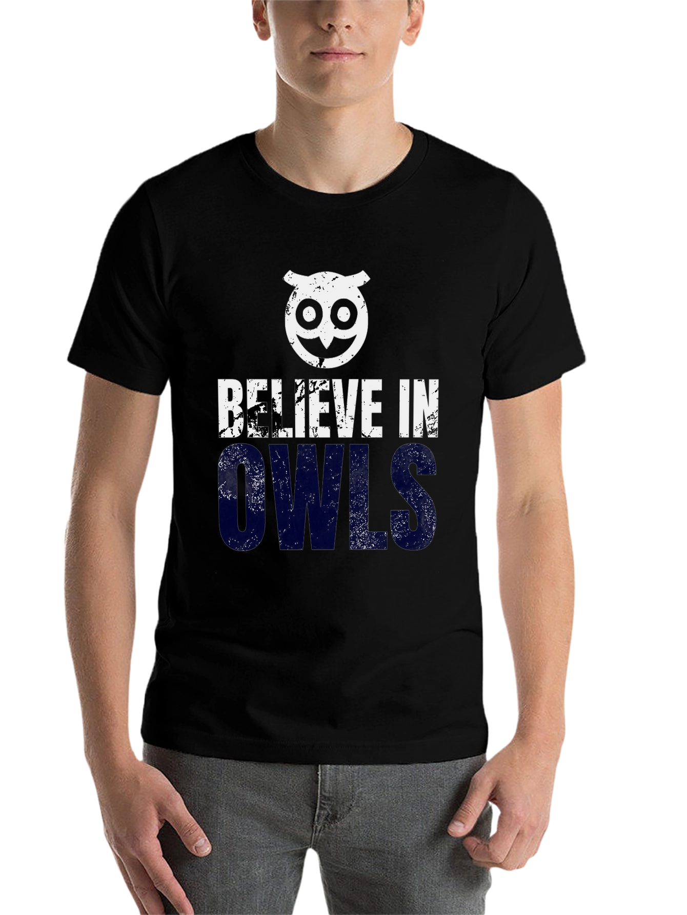 Black Believe in Owls Graphic Print T-Shirt view 7