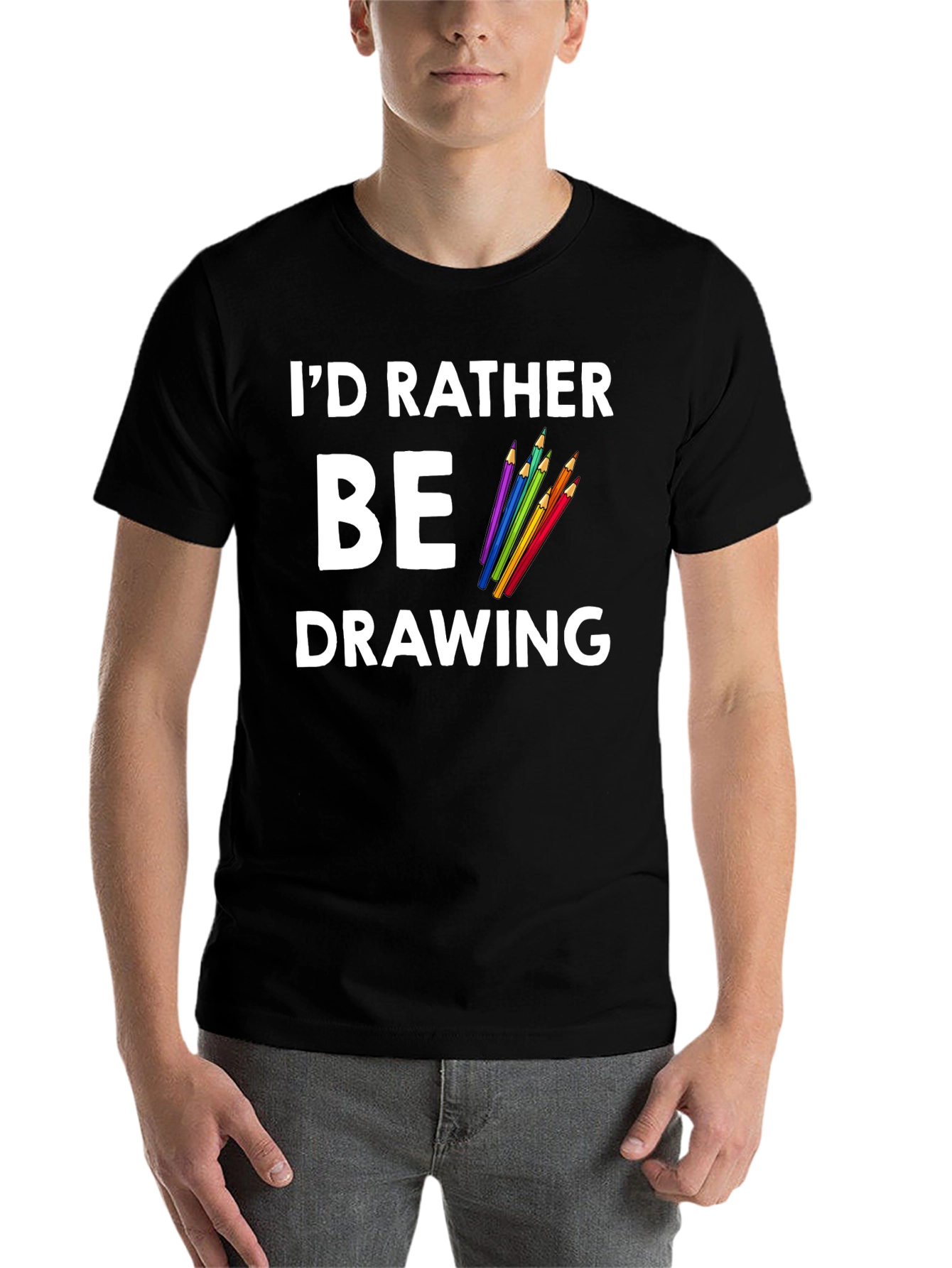 Black I'd Rather Be Drawing Graphic Tee view 7