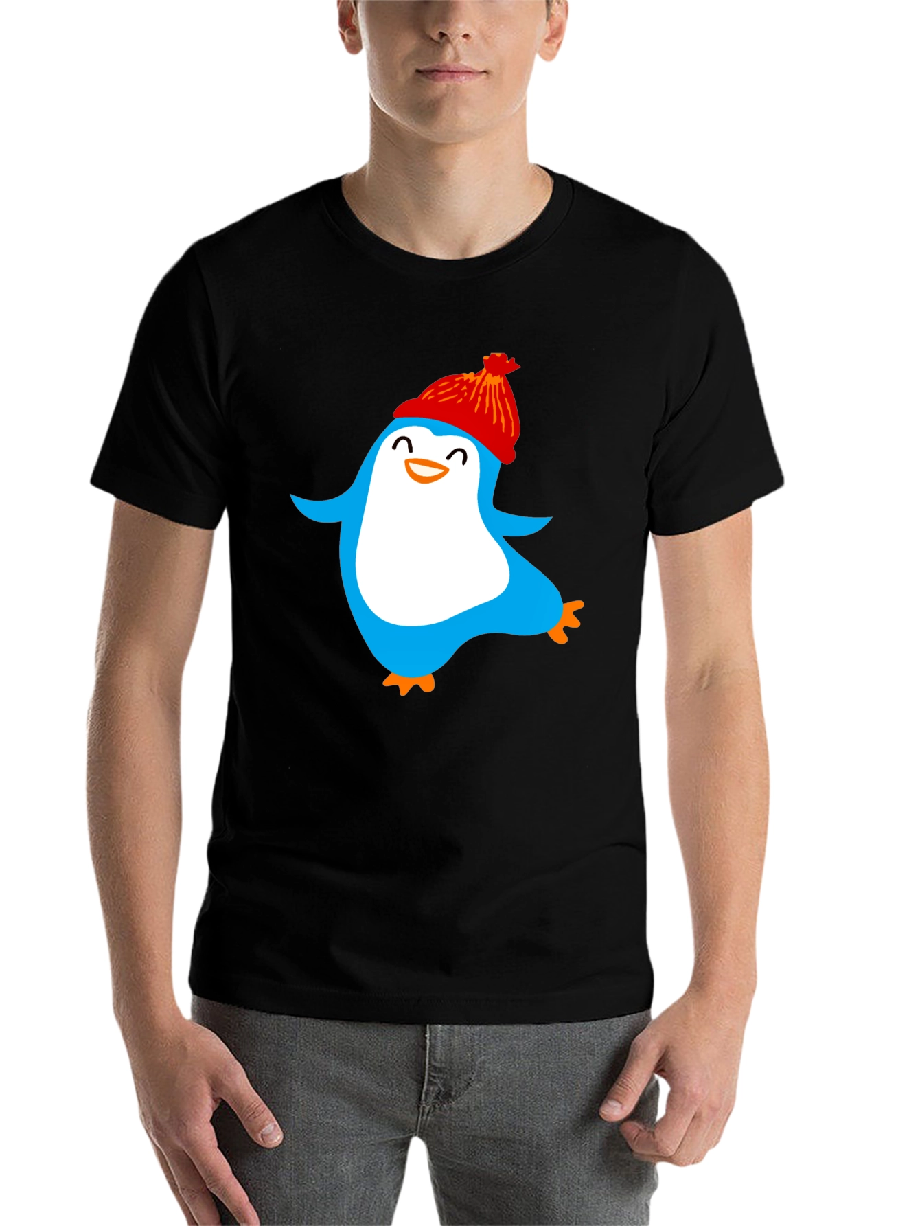 Black Fun Penguin Graphic Tee - Cozy Winter Style view 7