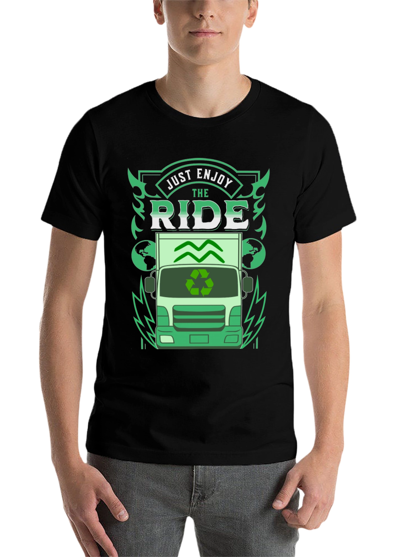 Black Eco Ride T-Shirt - Enjoy the Journey, Sustainable Style view 7