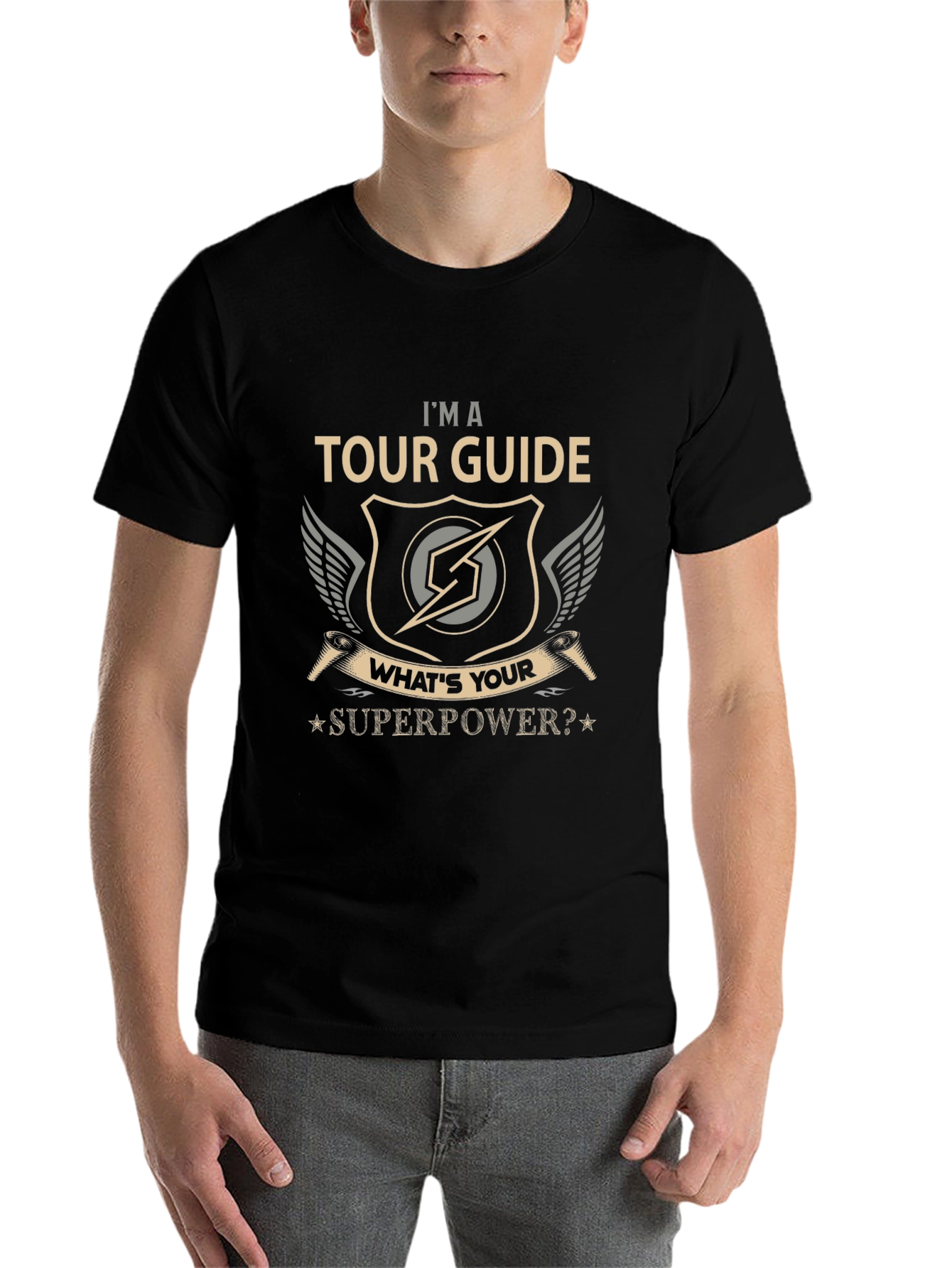 Black Tour Guide Superpower Graphic T-Shirt view 7