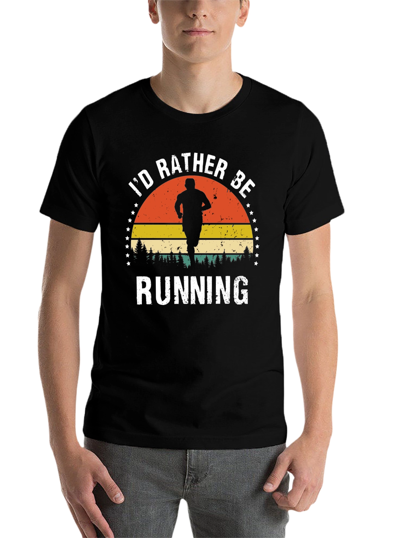 Black Retro "I'd Rather Be Running" Graphic Tee view 7