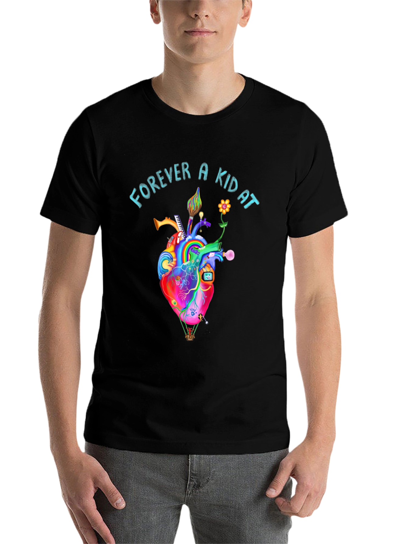 Black Forever A Kid At Heart Graphic Tee view 7