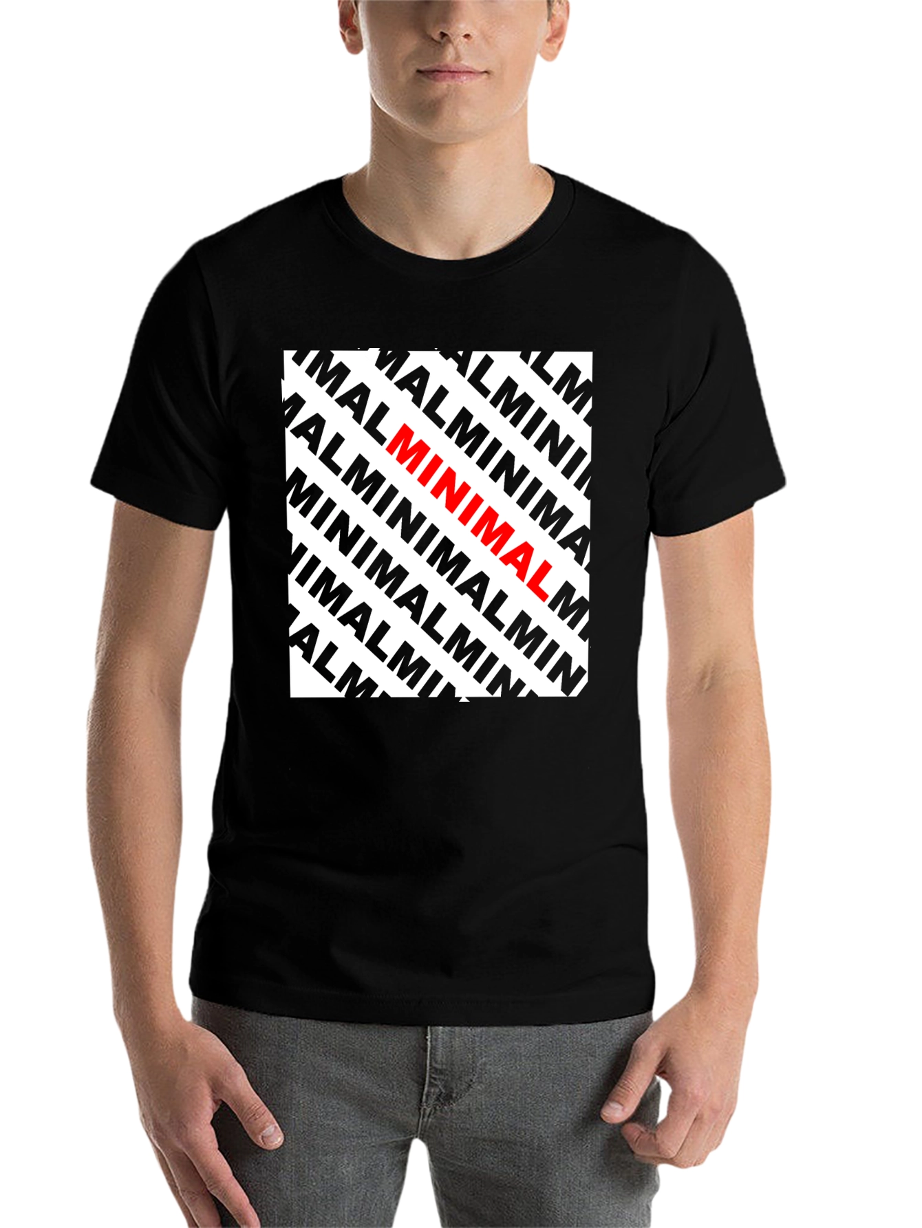 Black Minimalist Graphic Tee - Bold Wordplay T-Shirt view 7