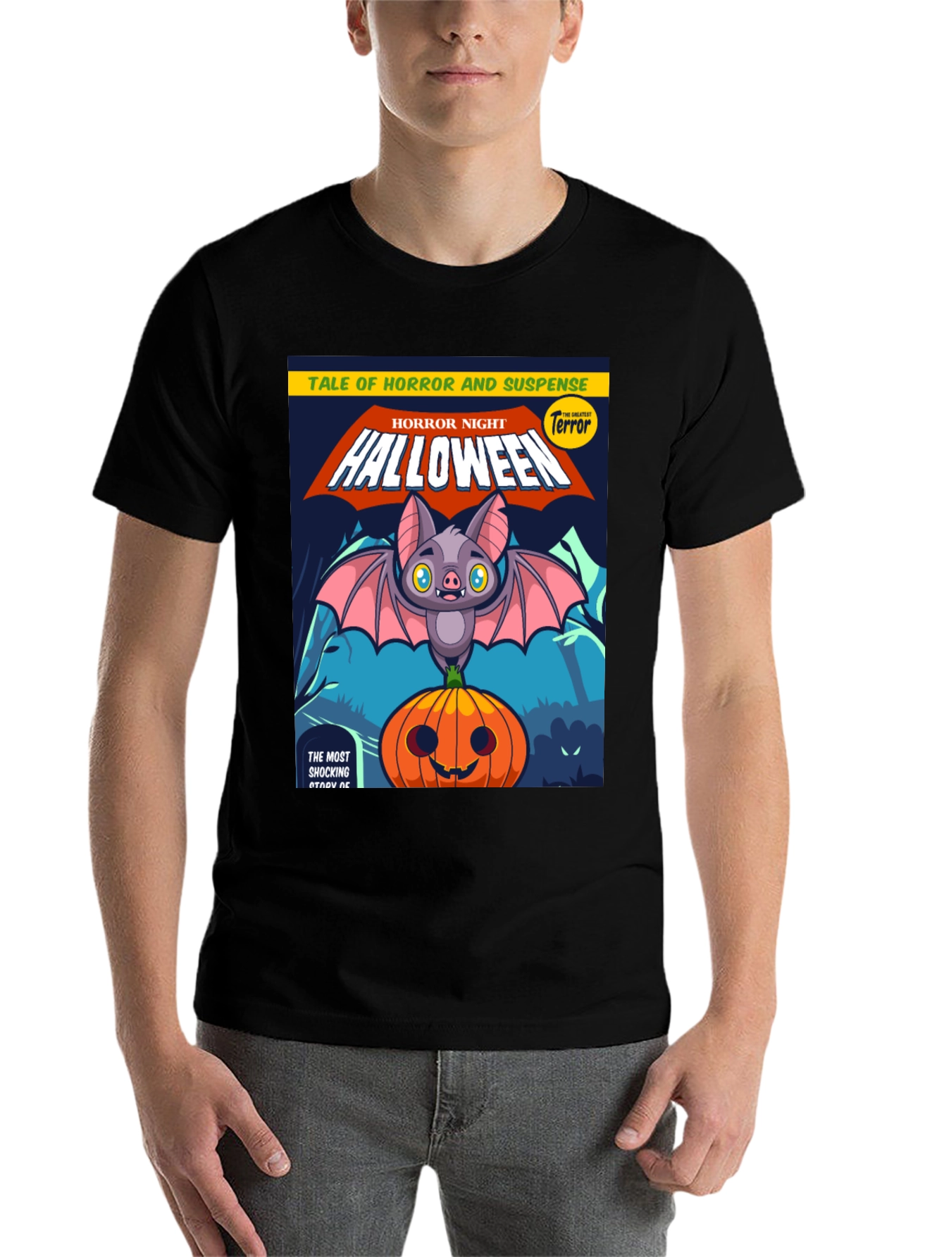 Black Halloween Horror Night T-Shirt view 7