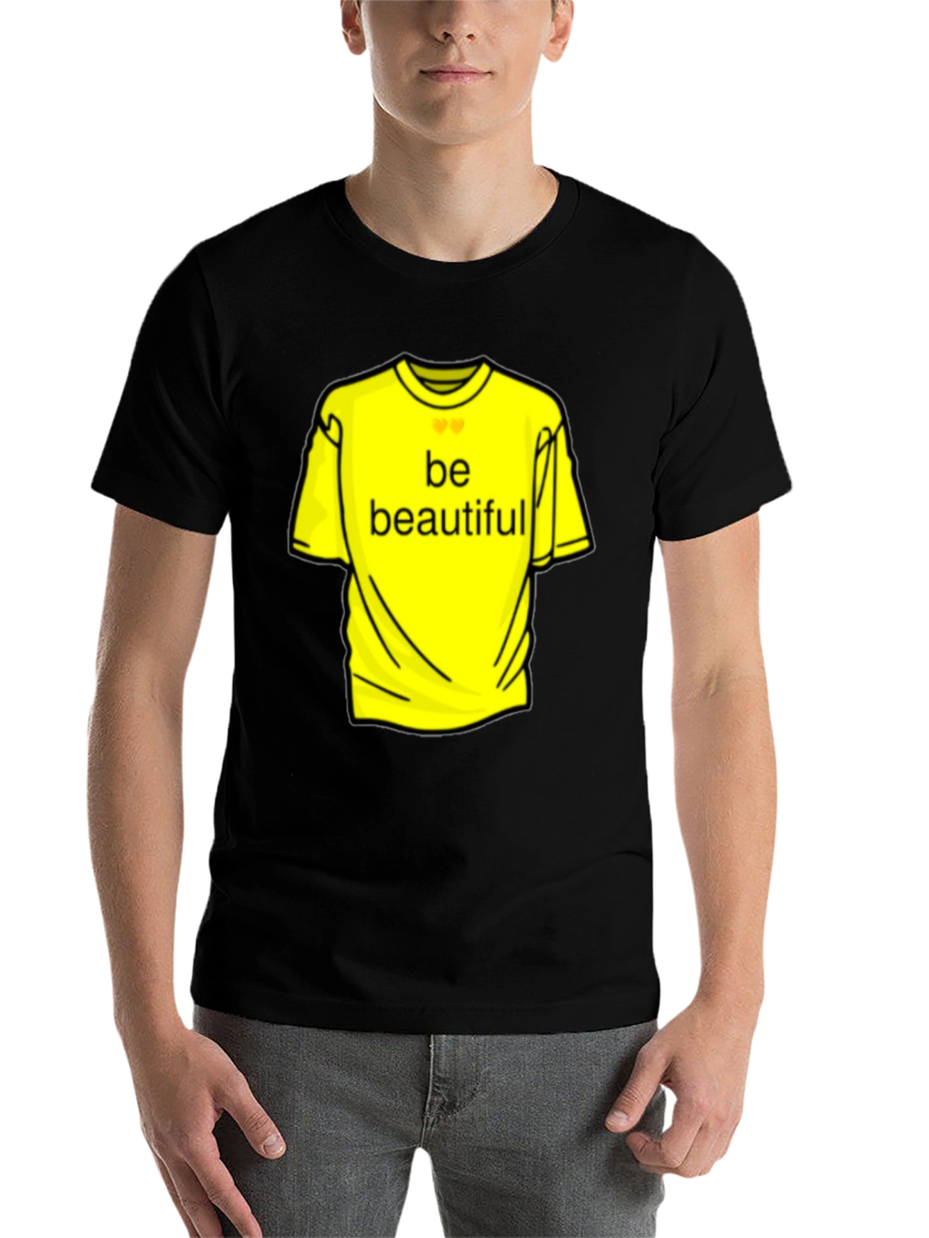 Black Be Beautiful Yellow Graphic Tee - Black Casual T-Shirt view 7