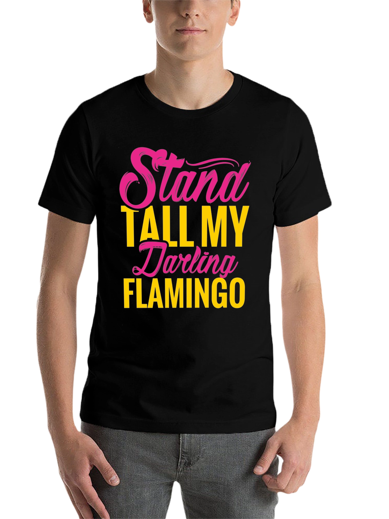 Black Stand Tall Darling Flamingo Graphic Tee view 7