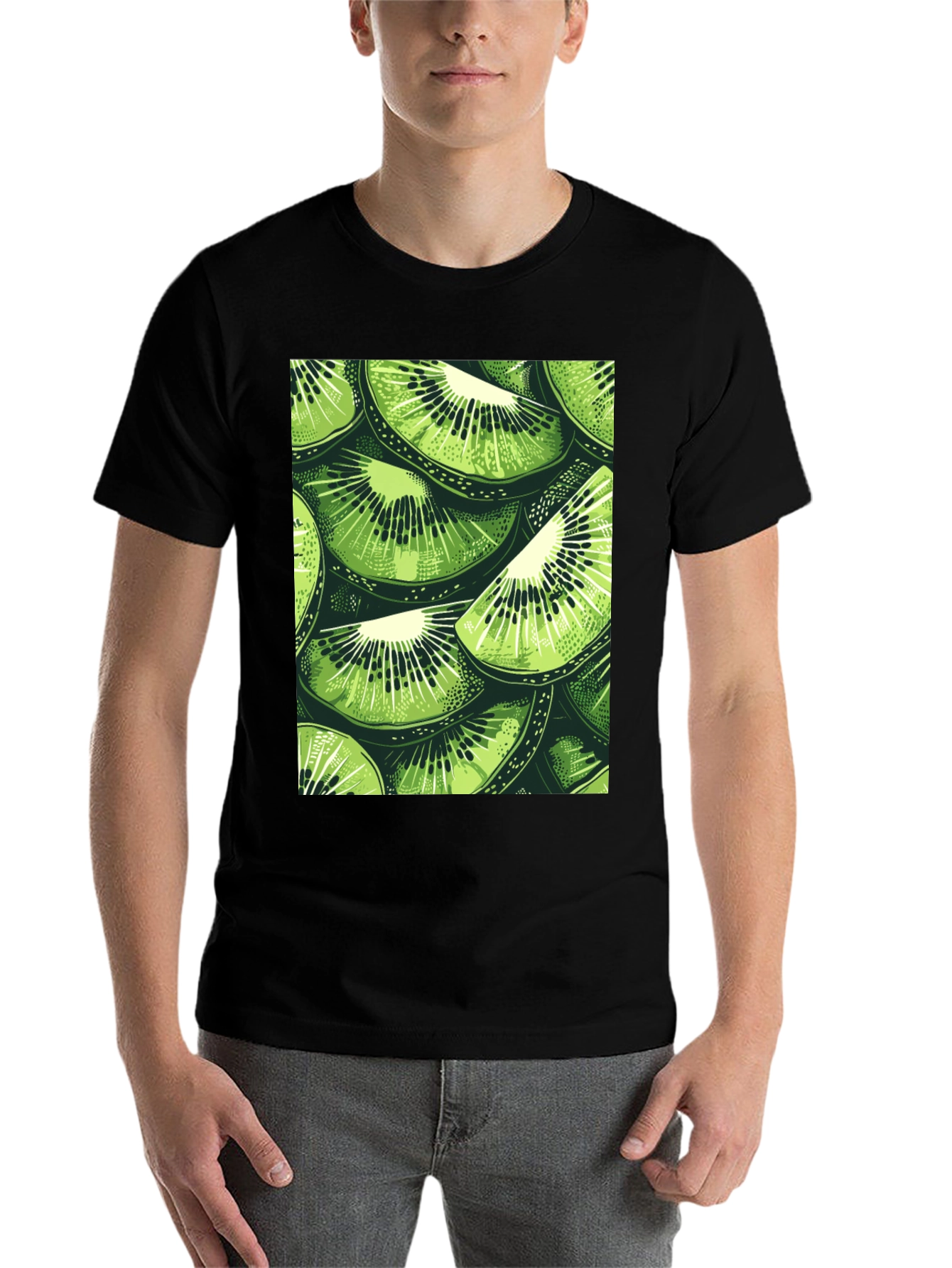Black Kiwi Slice Print Tee - Fresh Summer Style! view 7