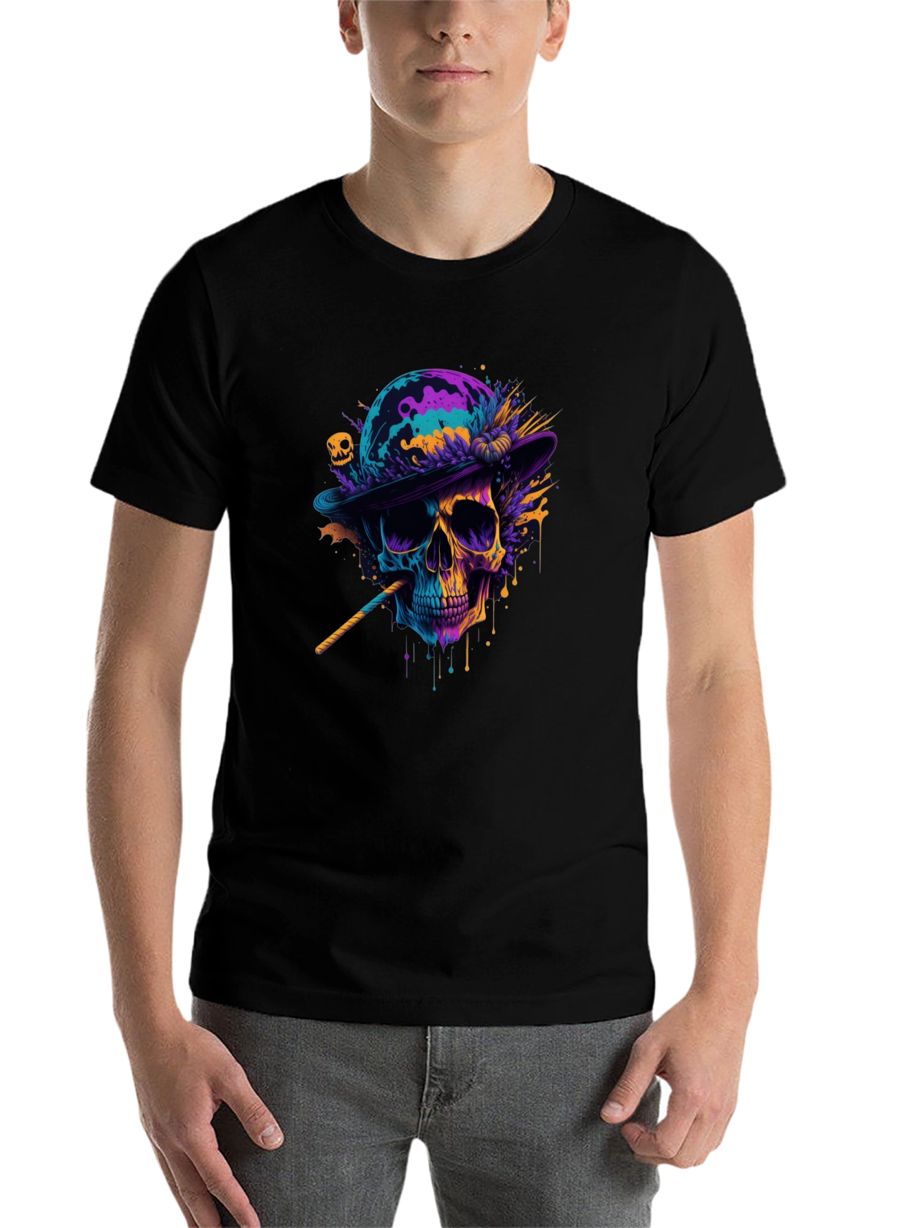 Black Skull Graphic T-Shirt - Vibrant Art Tee view 7