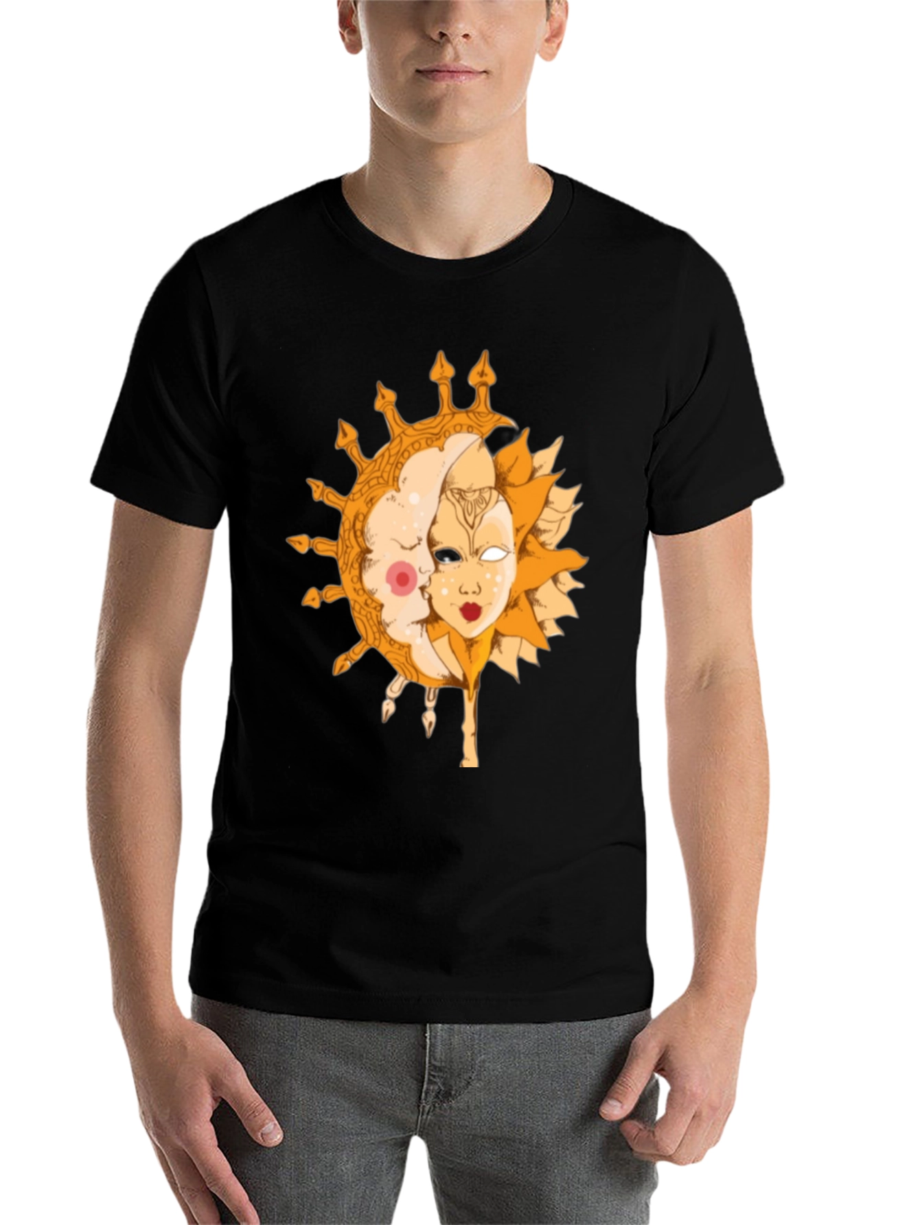 Black Sun and Moon Graphic Tee - Celestial Design view 7