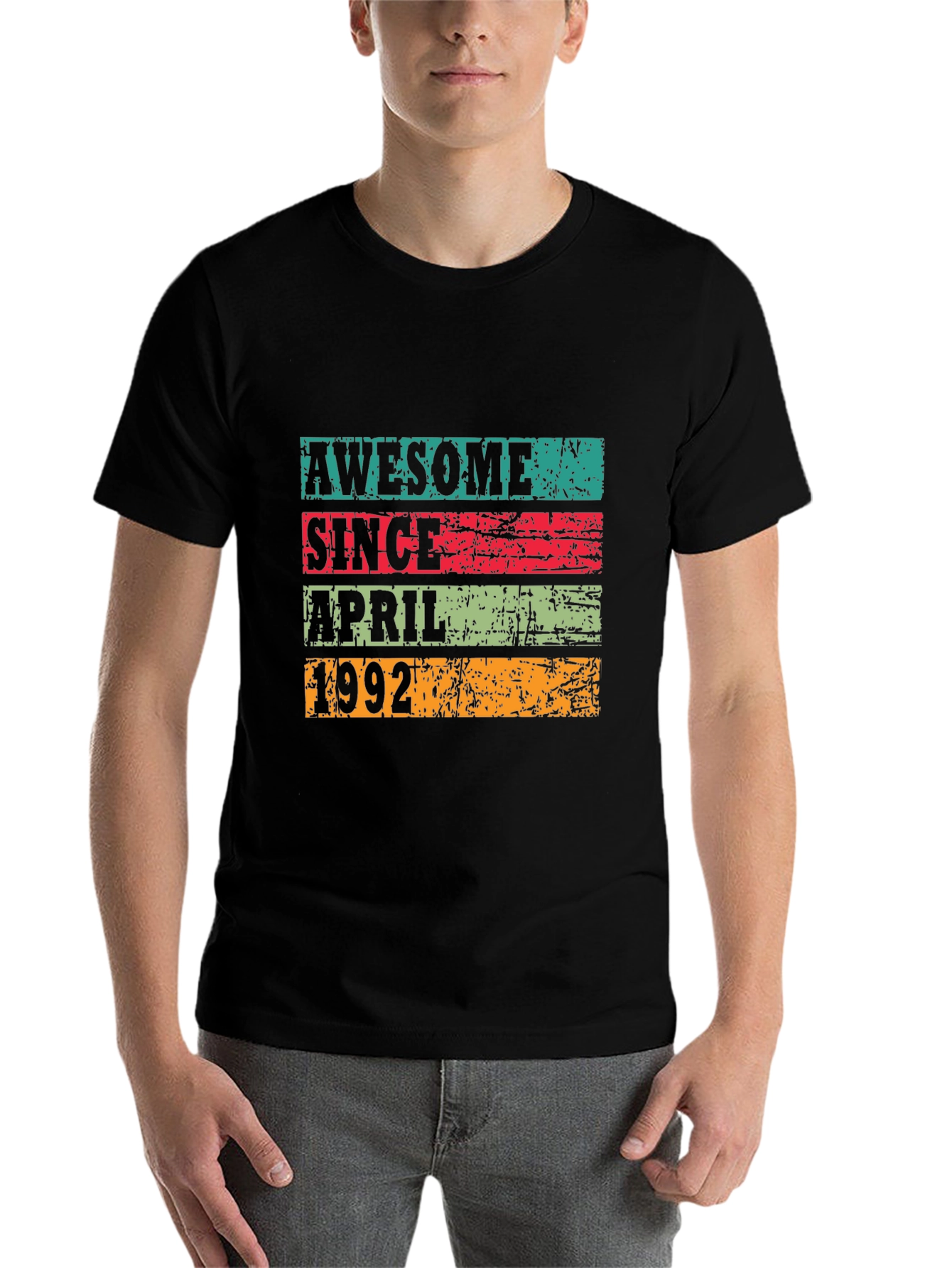 Black Awesome Since April 1992 T-Shirt view 7