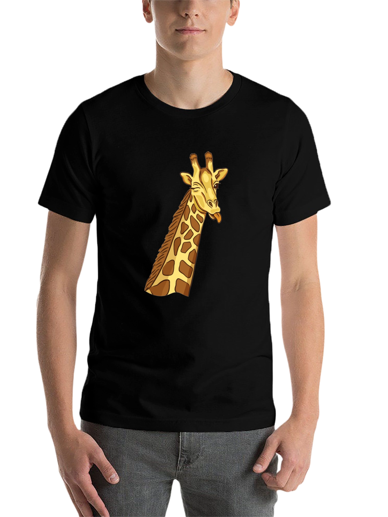 Black Black Giraffe Graphic Tee - Novelty Cartoon T-Shirt view 7
