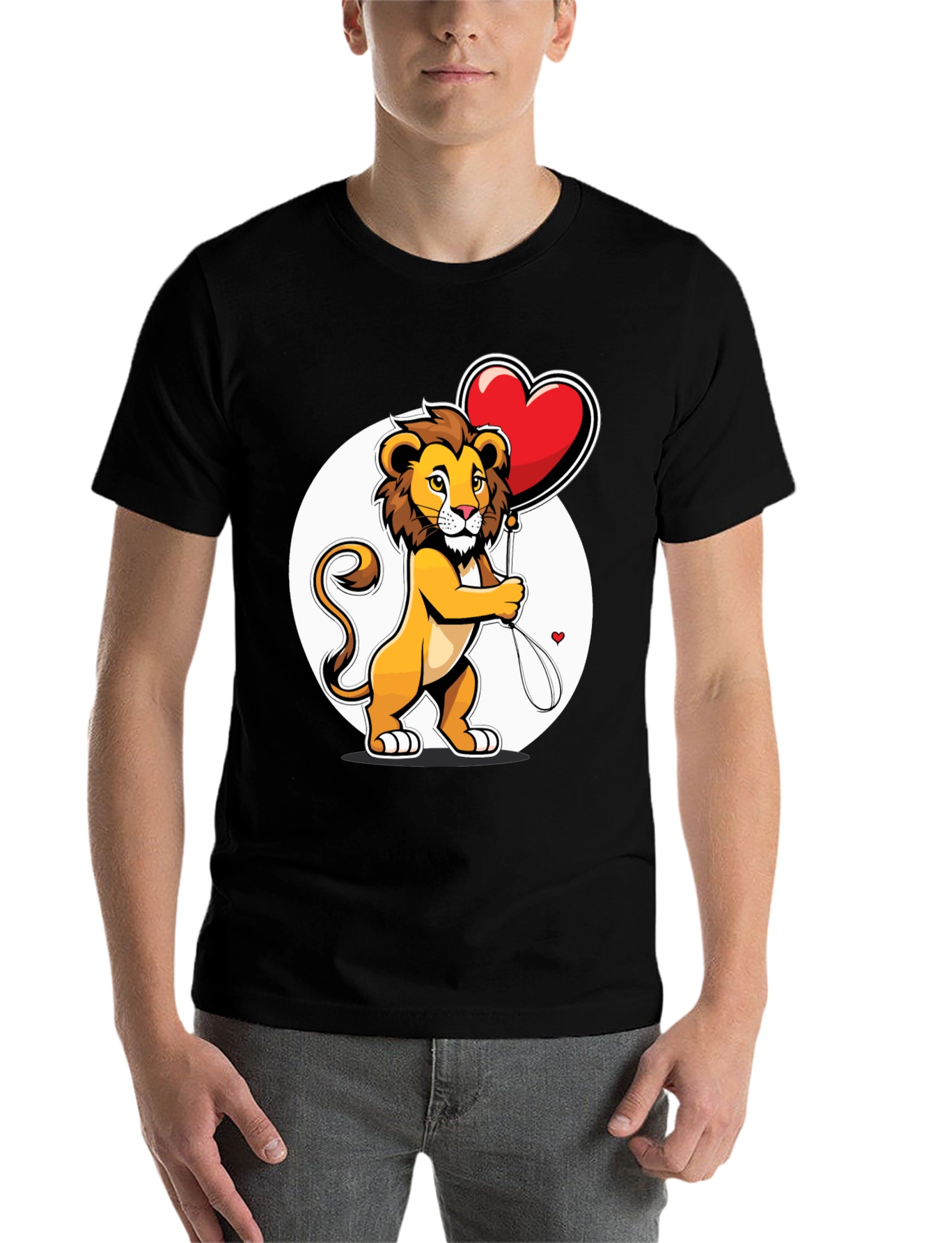 Black Lion Love Heart Balloon Graphic Tee view 7