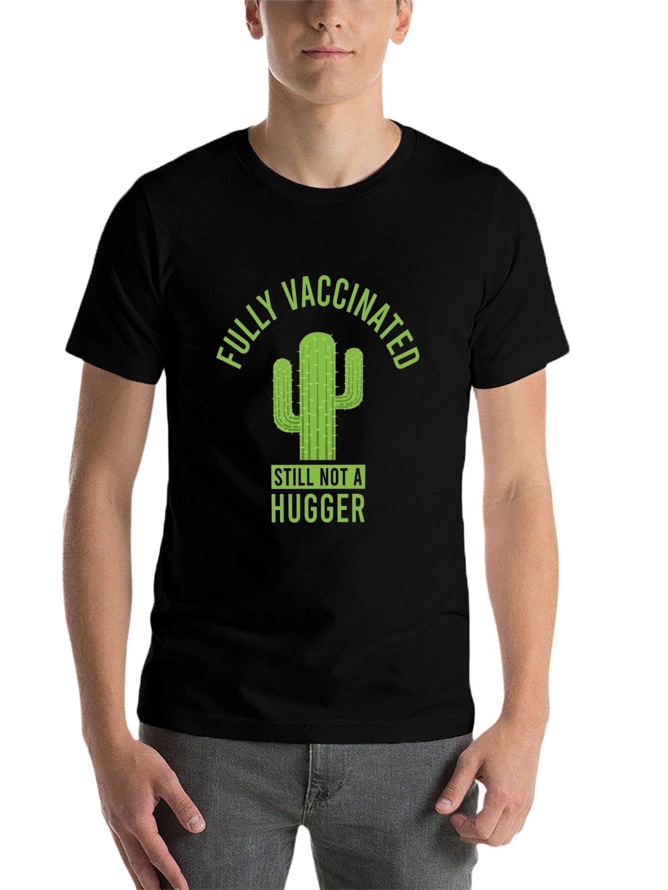 Black Fully Vaccinated Cactus Graphic T-Shirt view 7