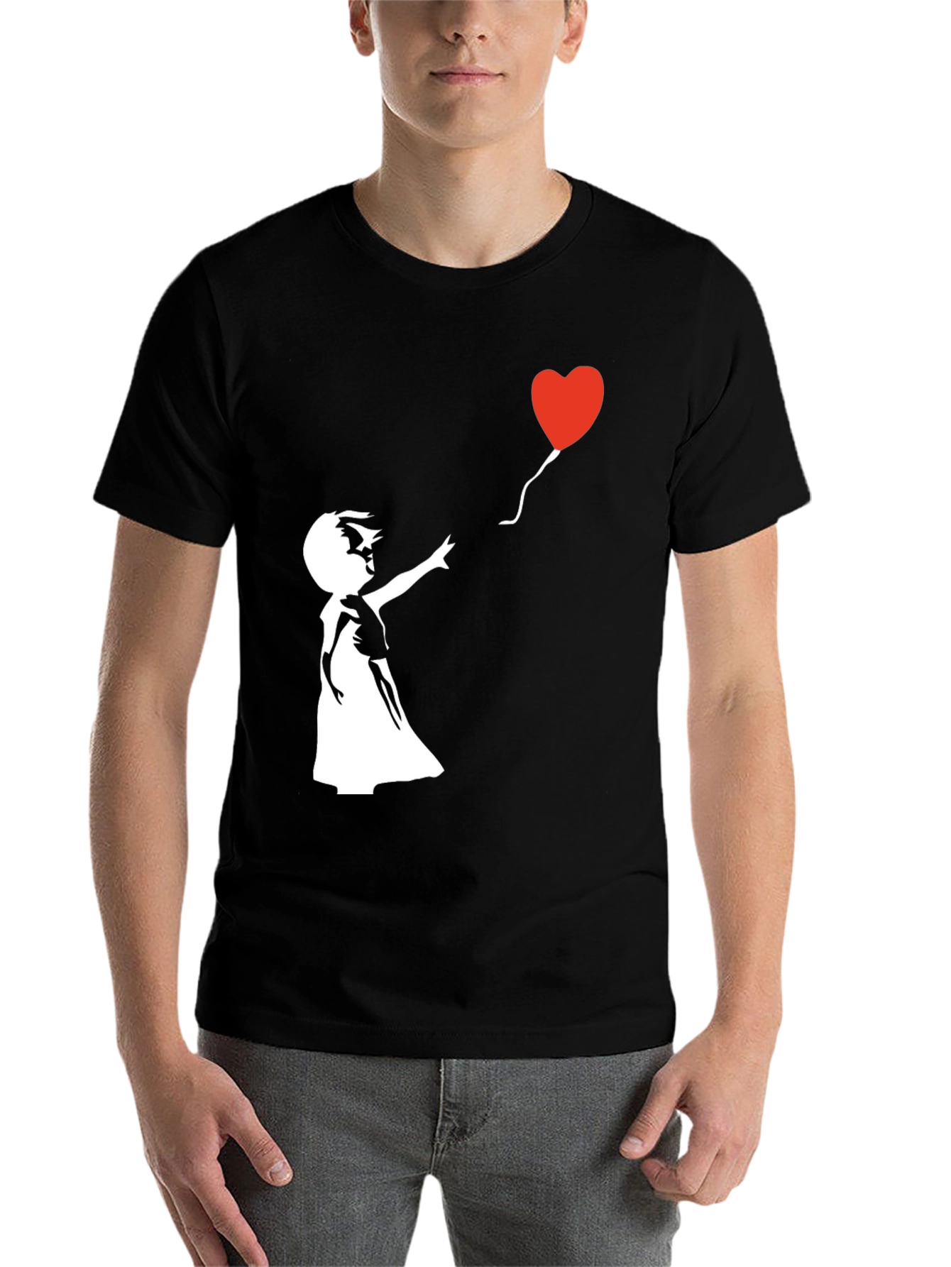 Black Heart Balloon Graphic Tee - Stylish Streetwear view 7