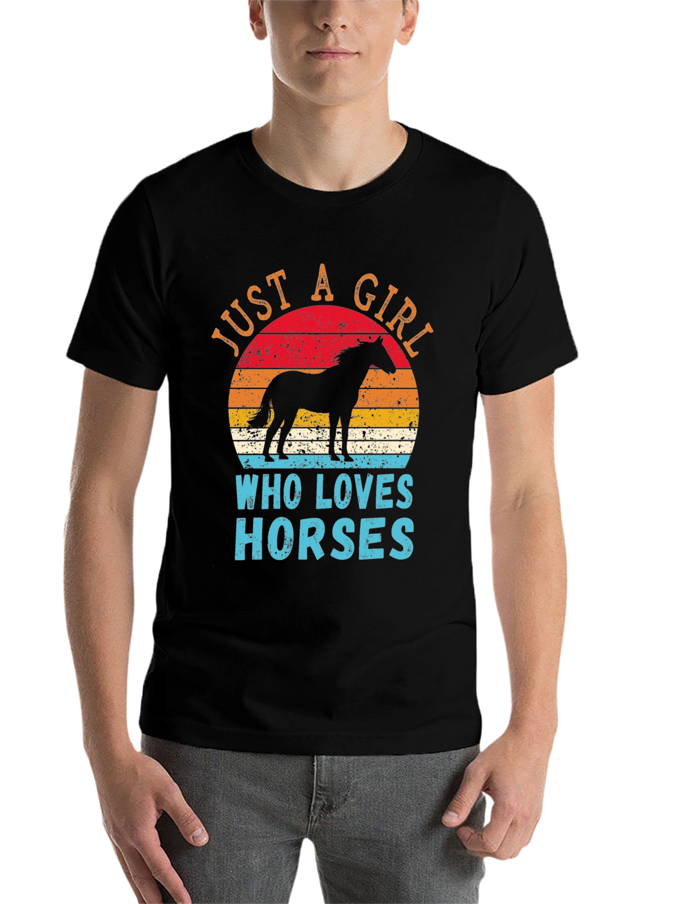 Black Just A Girl Who Loves Horses Black T-Shirt view 7