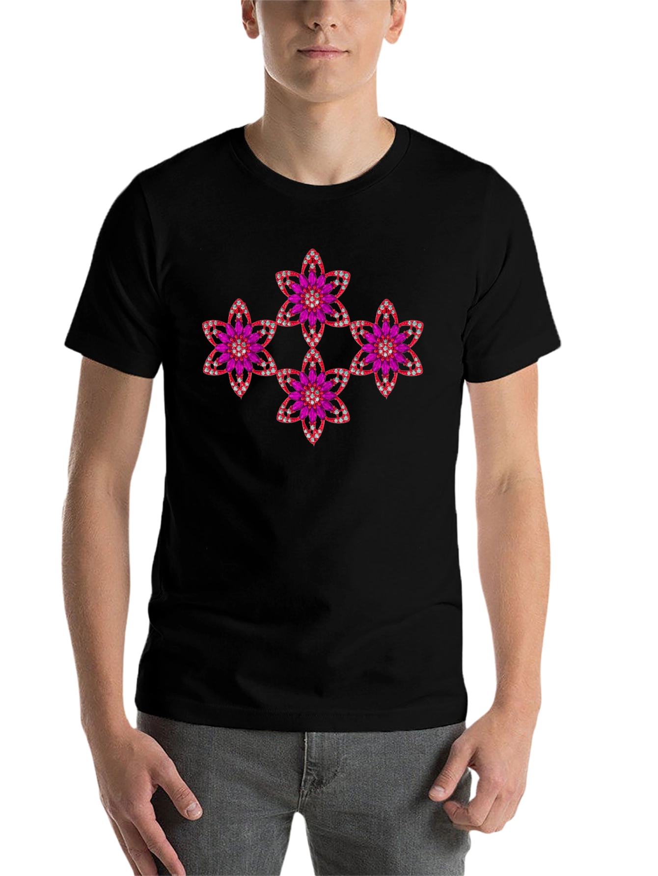 Black Floral Jewel Tee - Sparkle & Shine! view 7