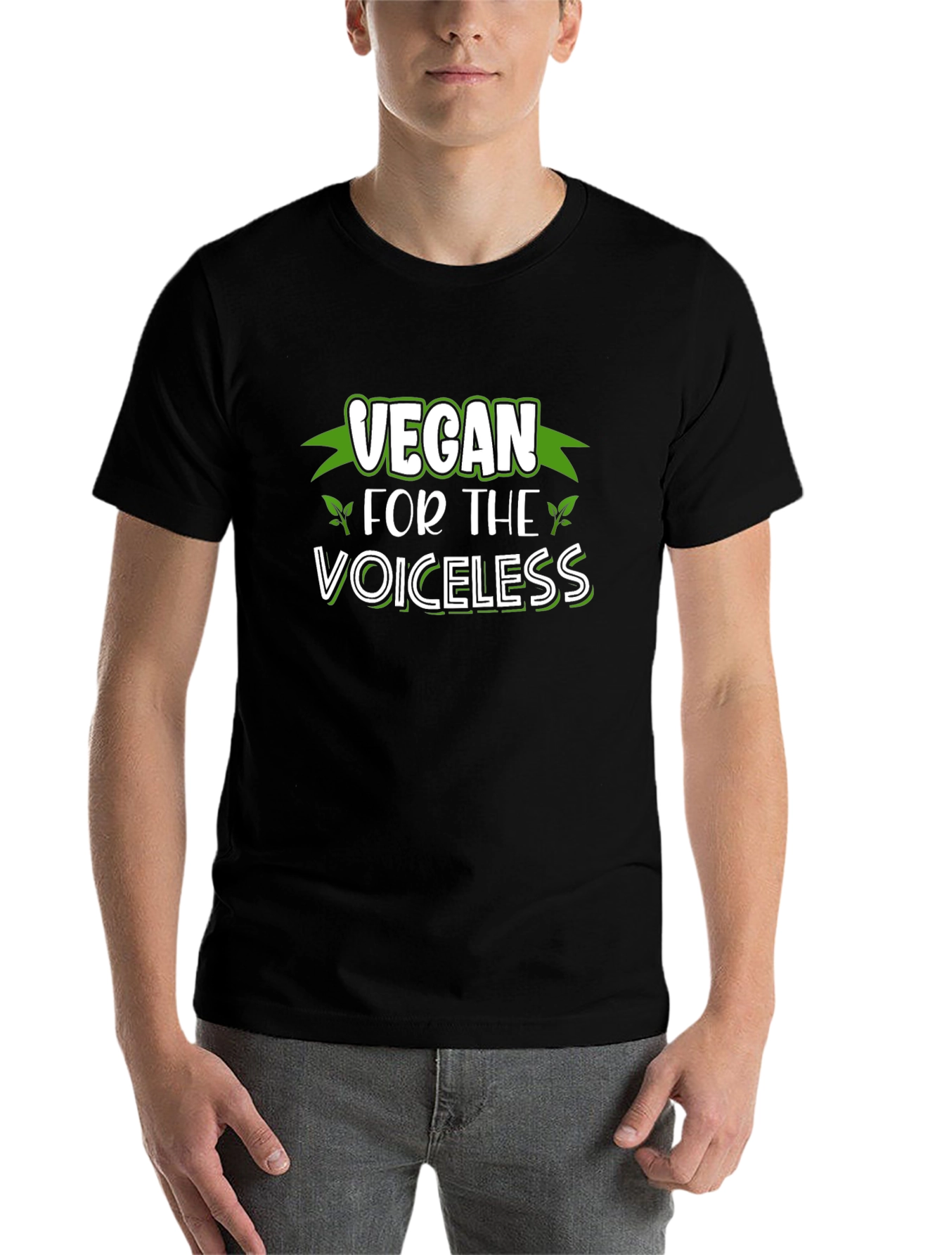 Black Vegan for the Voiceless Black T-Shirt view 7