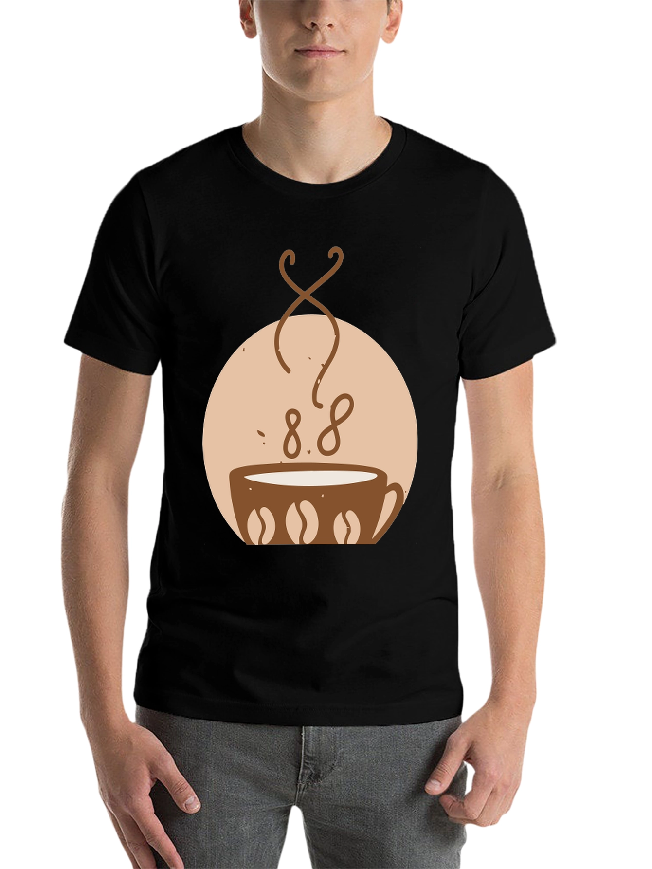 Black Coffee Lover T-Shirt - Coffee Bean Design view 7