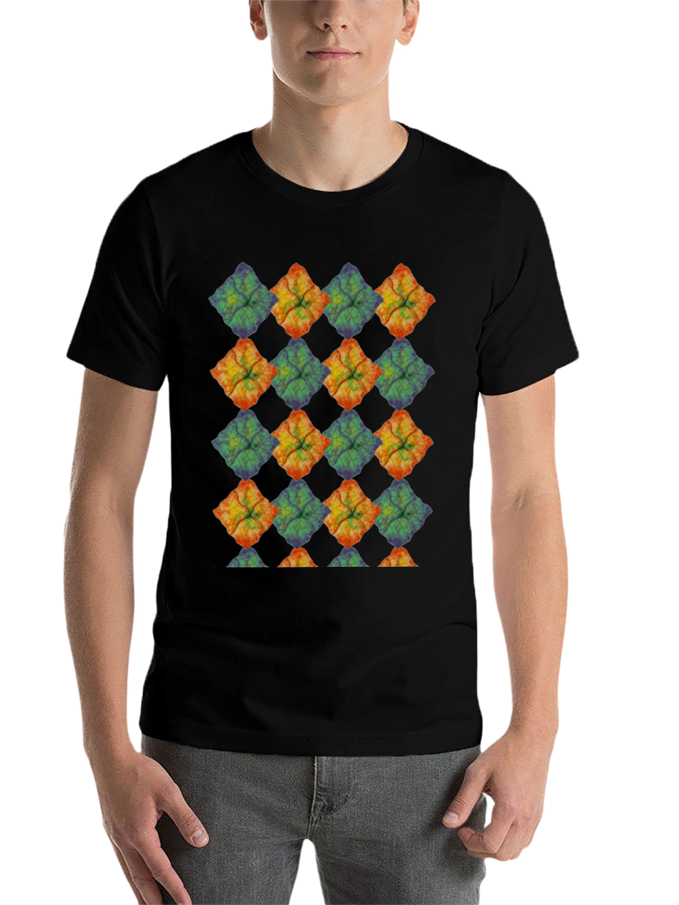 Black Abstract Geometric Pattern Black T-Shirt view 7