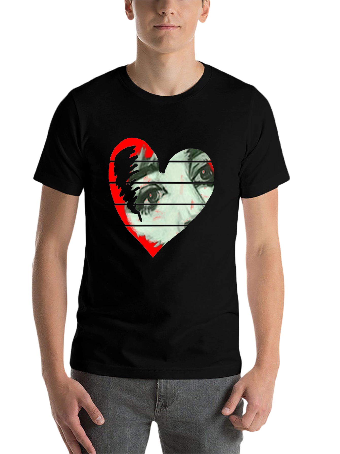 Black Heart Eyes Graphic Tee - Modern Art T-Shirt view 7