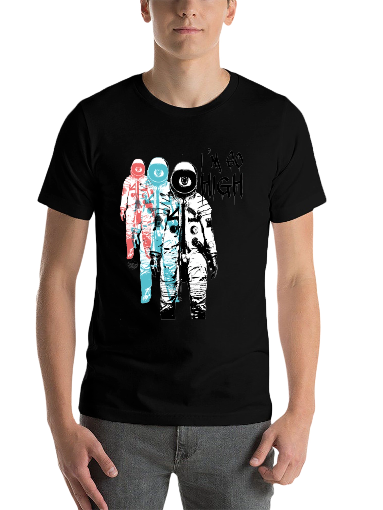 Black Astronaut Eye T-Shirt - I'm So High Graphic Tee view 7