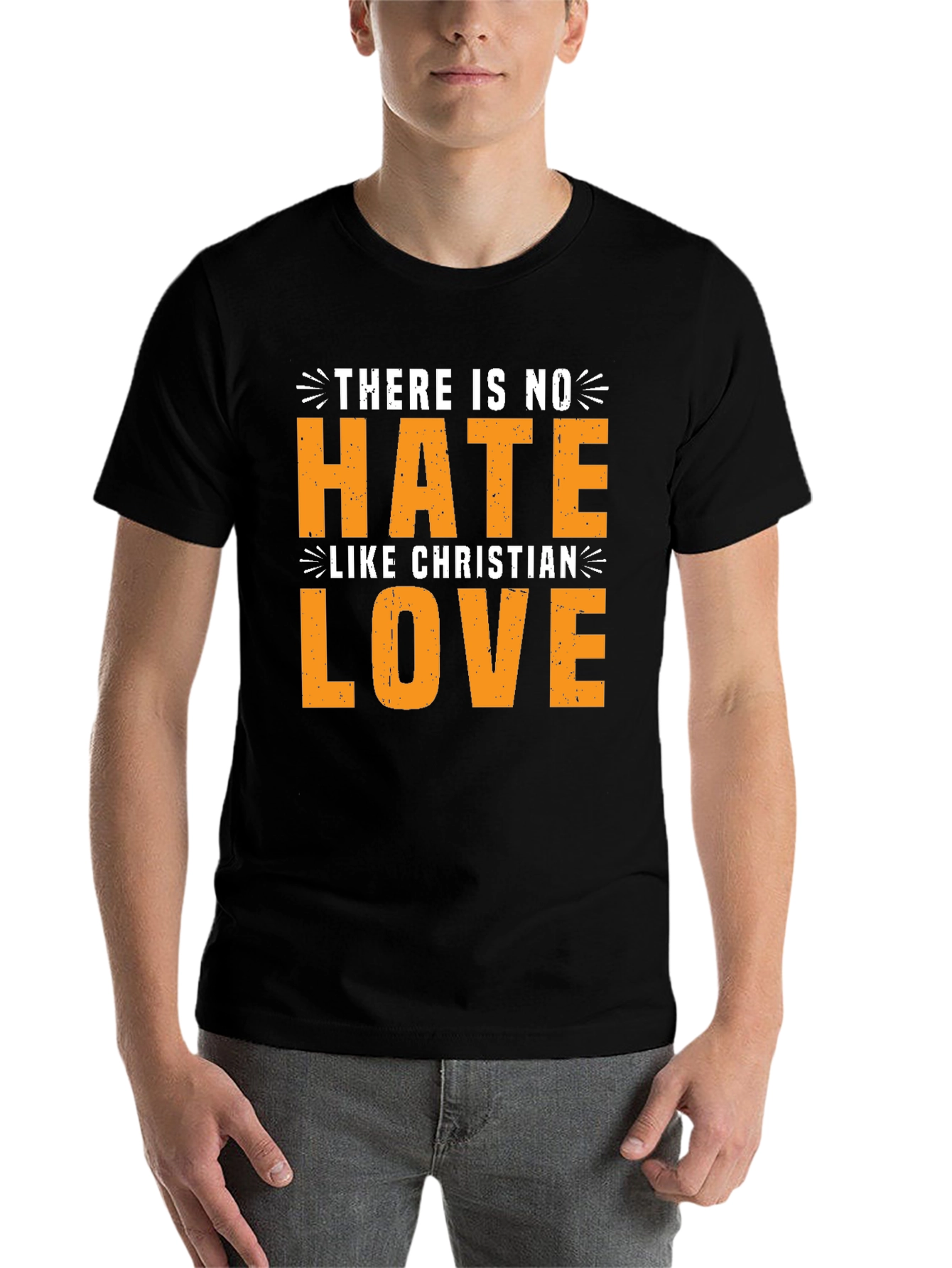 Black Christian Love Graphic Tee - Unisex Black T-Shirt view 7