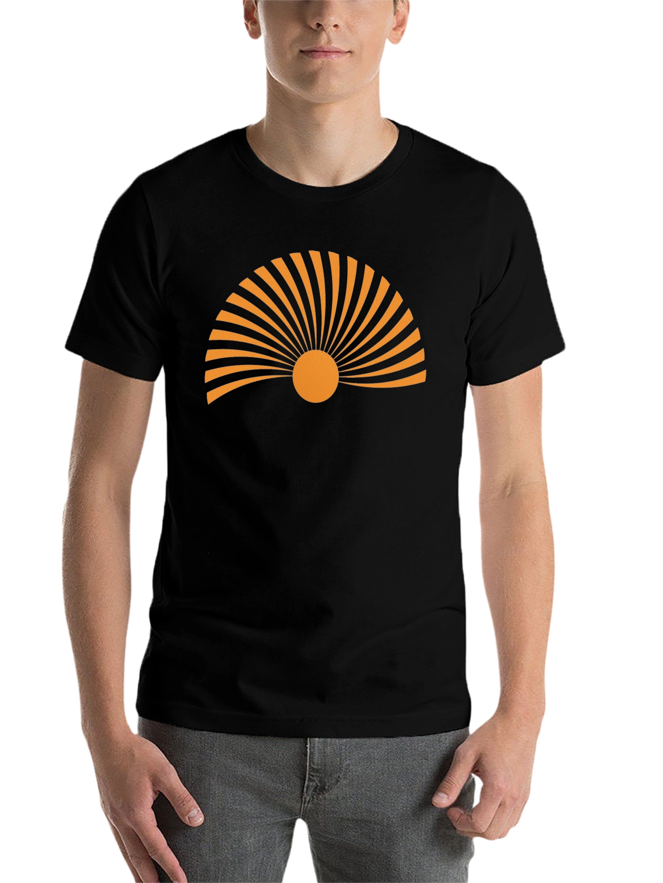 Black Sunrise Graphic Tee - Black Cotton T-Shirt view 7
