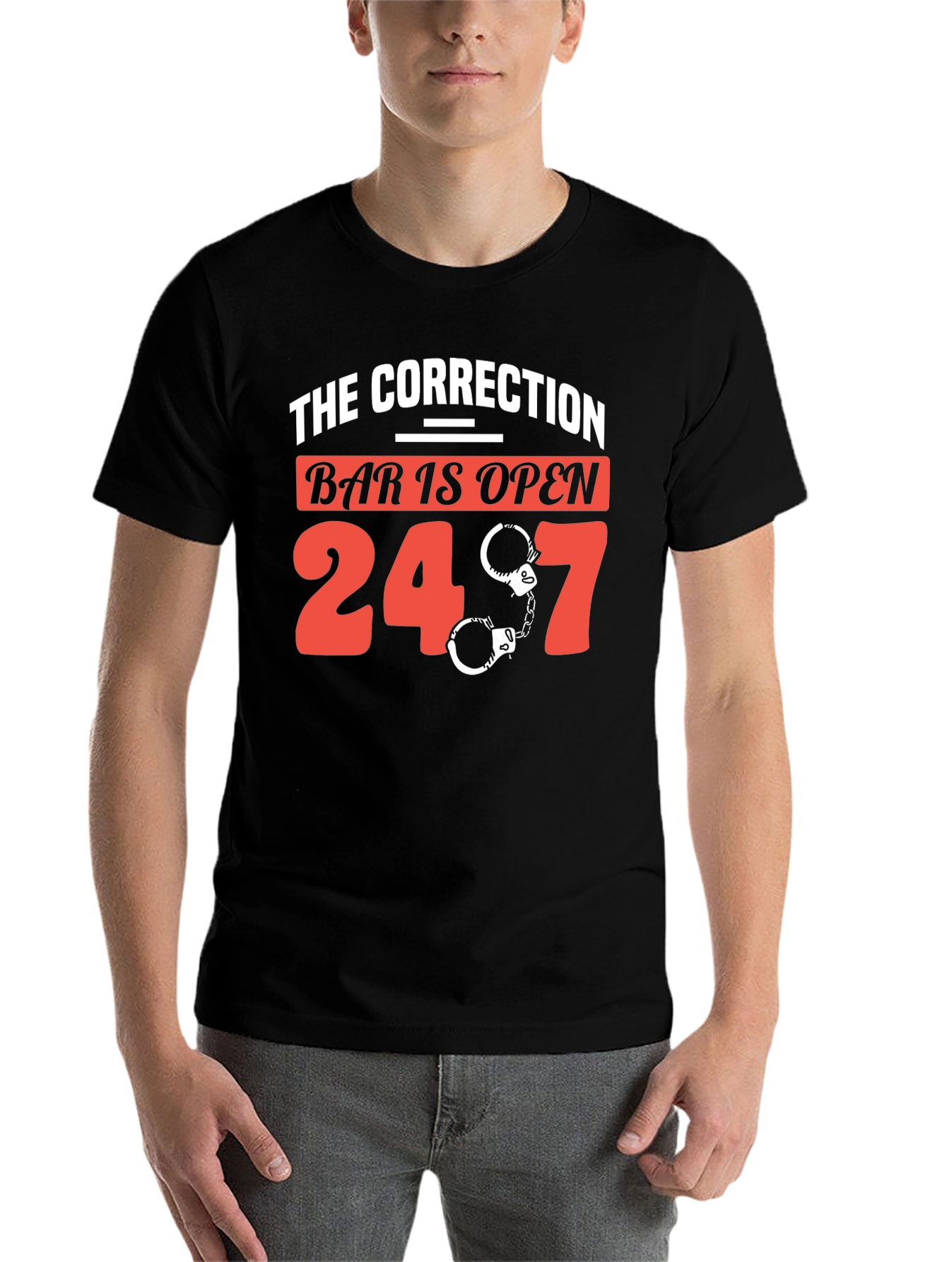 Black The Correction Bar is Open 24/7 Graphic T-Shirt view 7