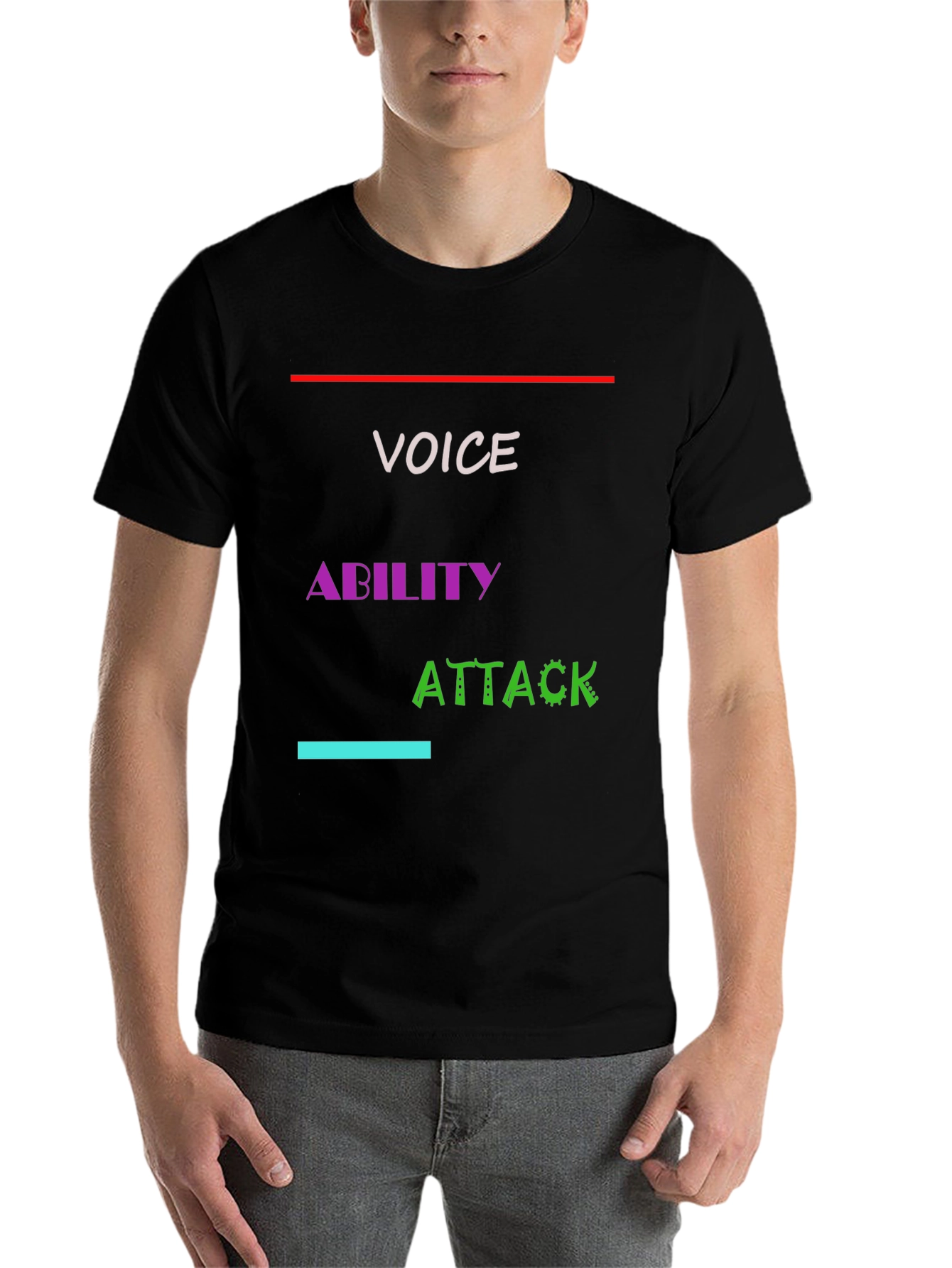 Black Voice Ability Attack Graphic T-Shirt view 7