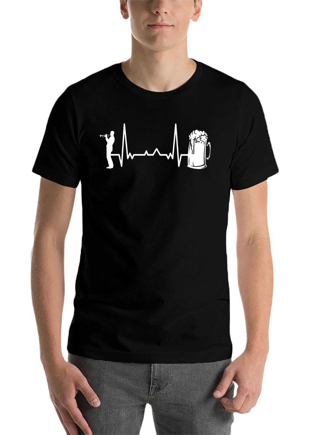 Black Trumpet Beer Heartbeat Graphic Tee view 7