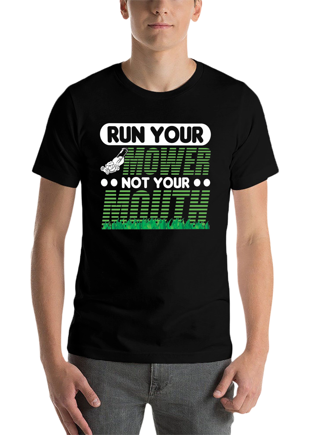 Black Run Your Mower T-Shirt view 7