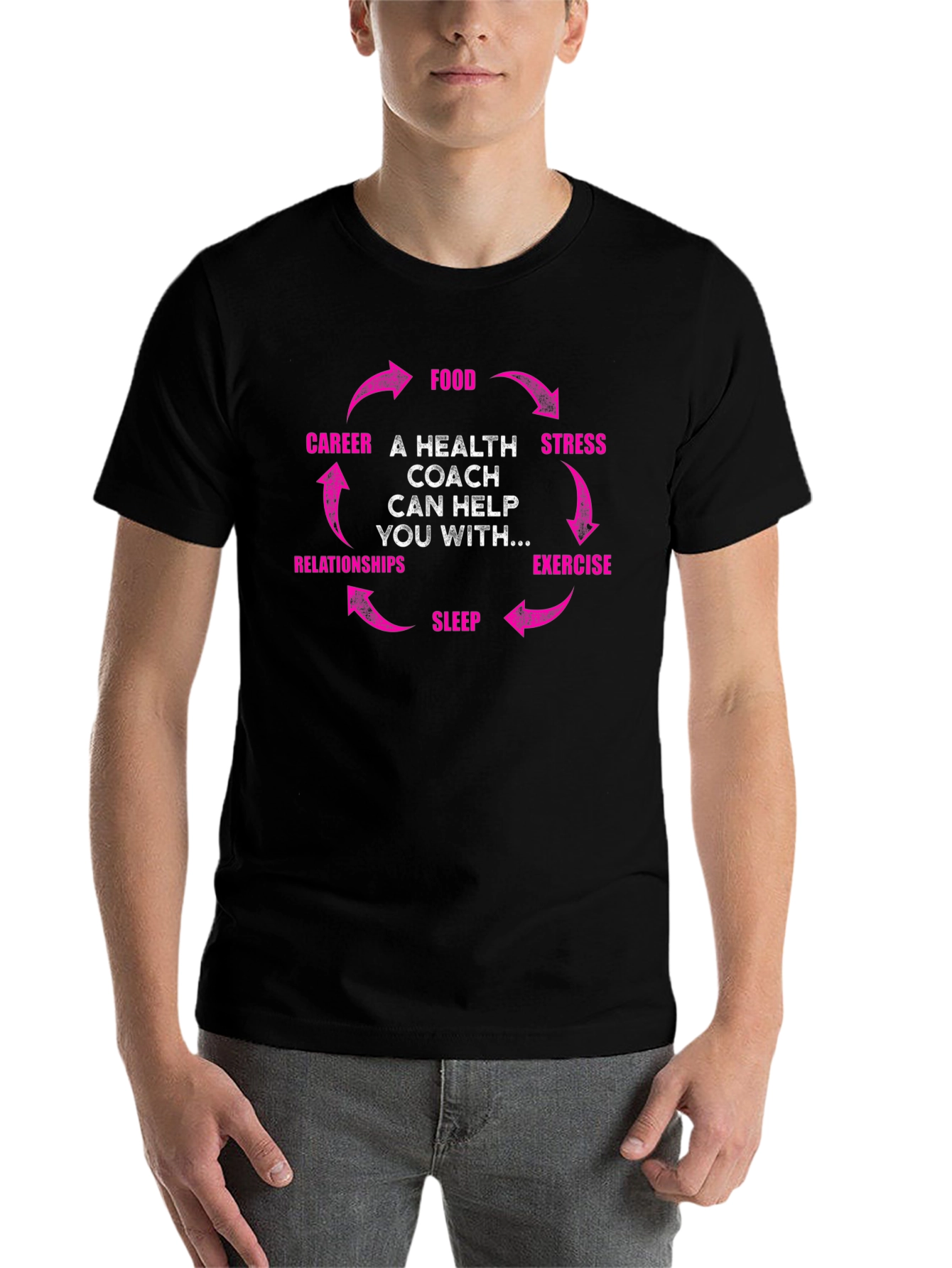 Black Health Coach Cycle T-Shirt - Wellness Gift view 7