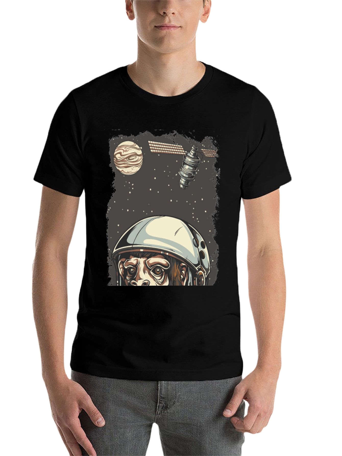 Black Astro Monkey T-Shirt - Space Adventure view 7