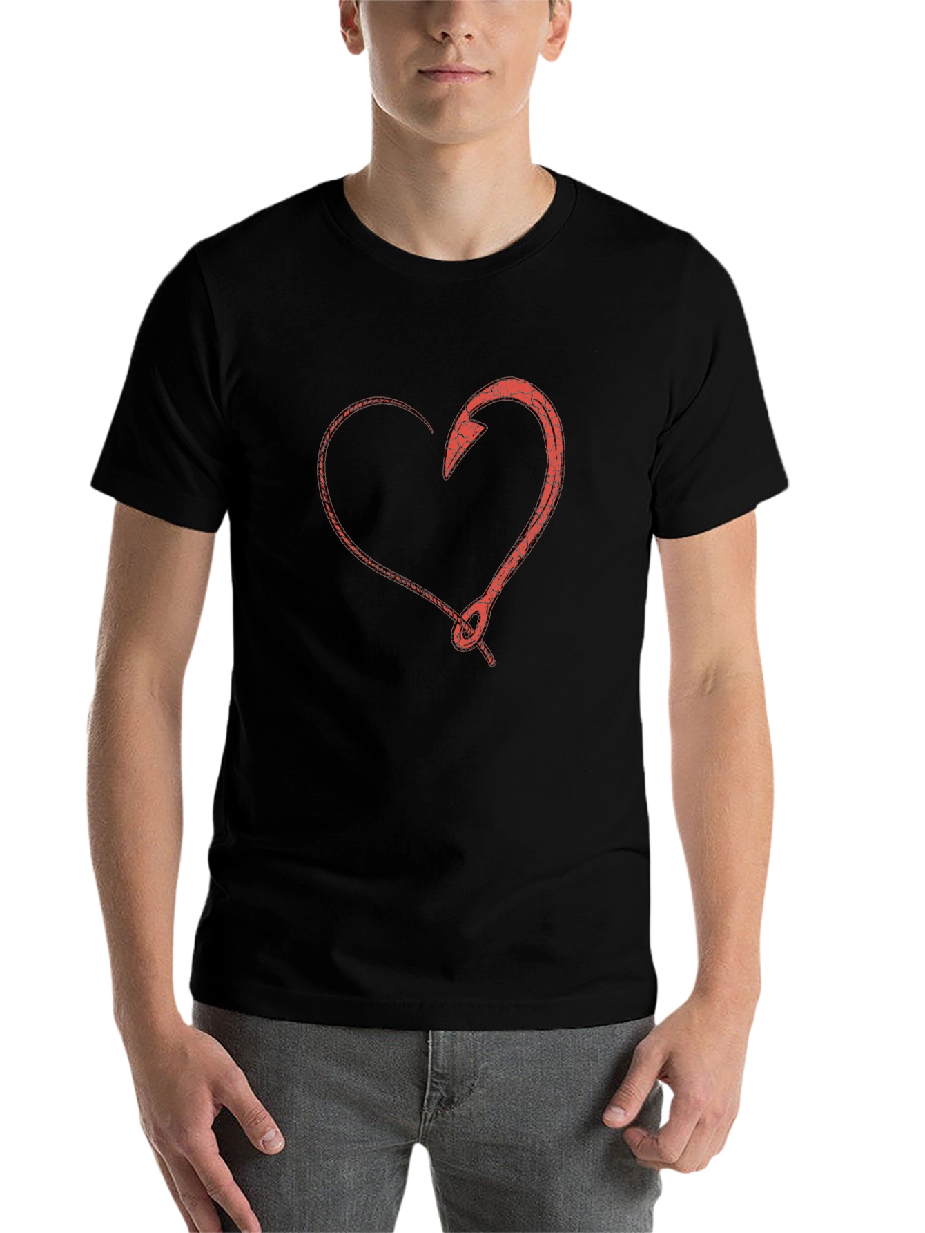 Black Heart Hook T-Shirt - Fishing Love Tee view 7