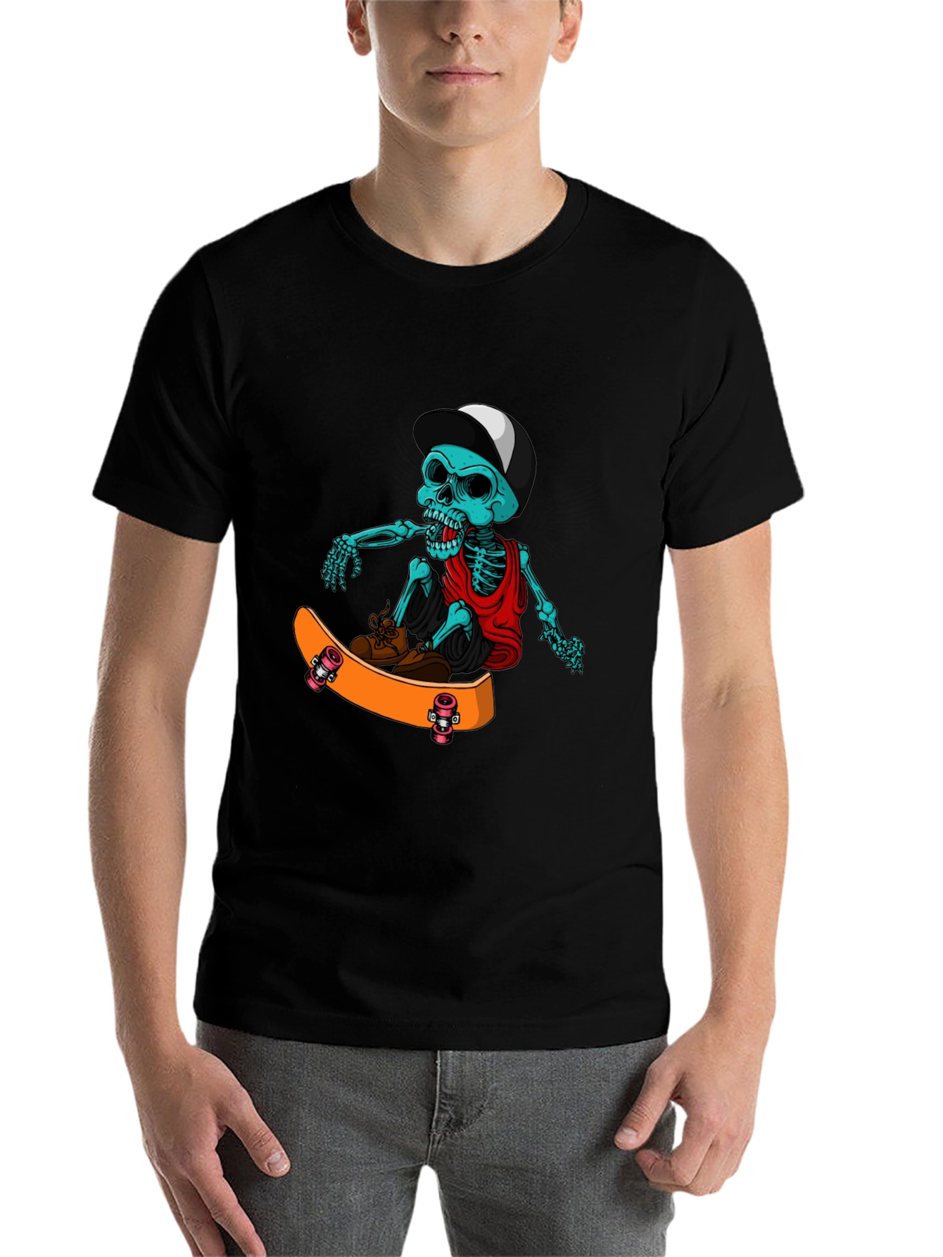 Black Skateboarding Skeleton T-Shirt view 7