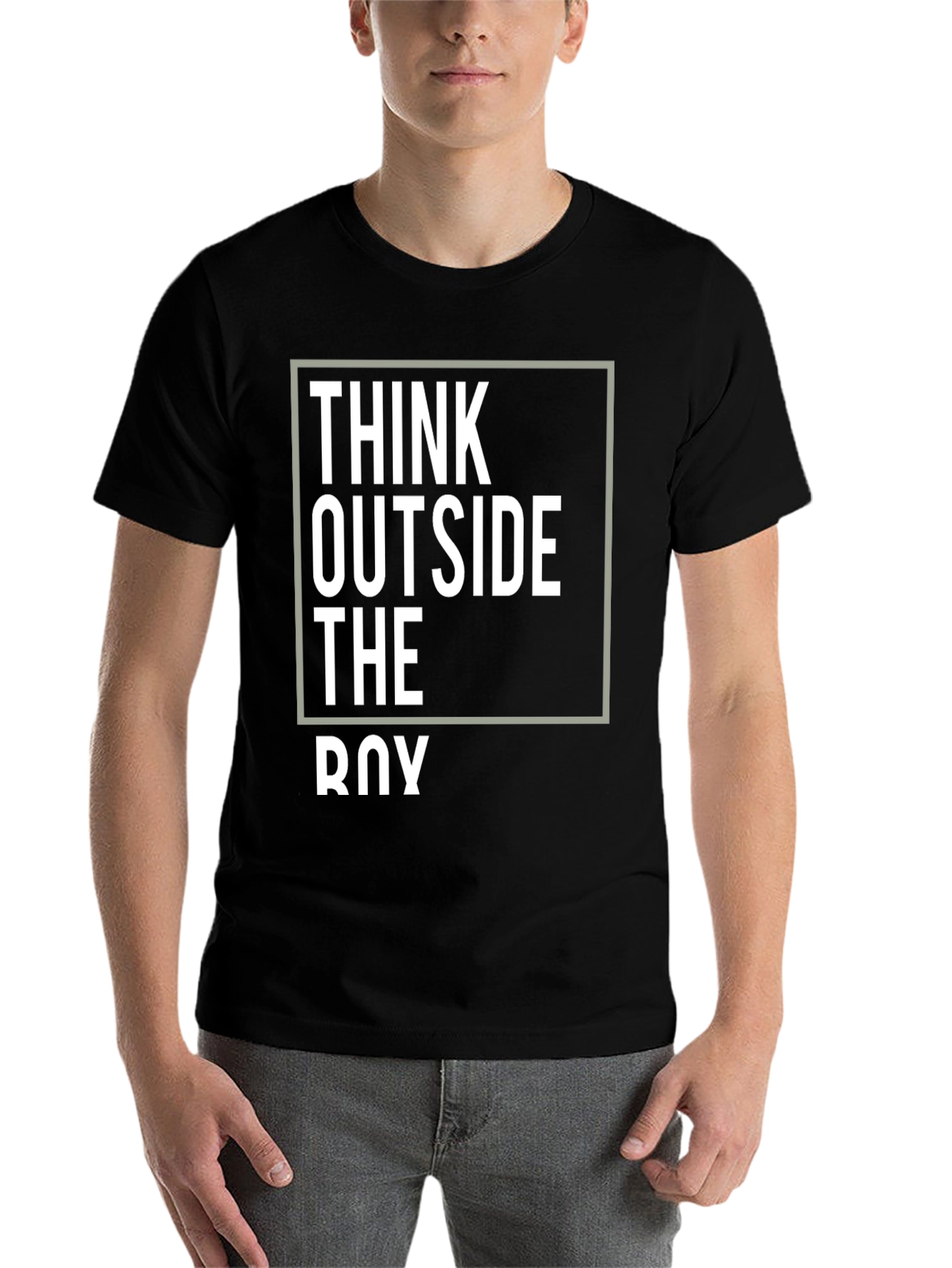 Black Think Outside the Box Graphic Tee - Men's Black T-Shirt view 7