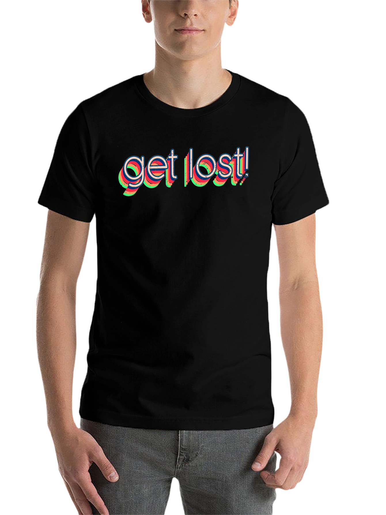Black Get Lost Graphic Tee - Black Cotton T-Shirt view 7