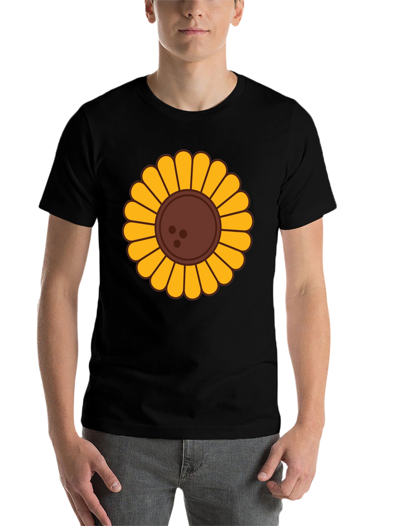 Black Sunflower Graphic T-Shirt - Unisex Black Tee view 7