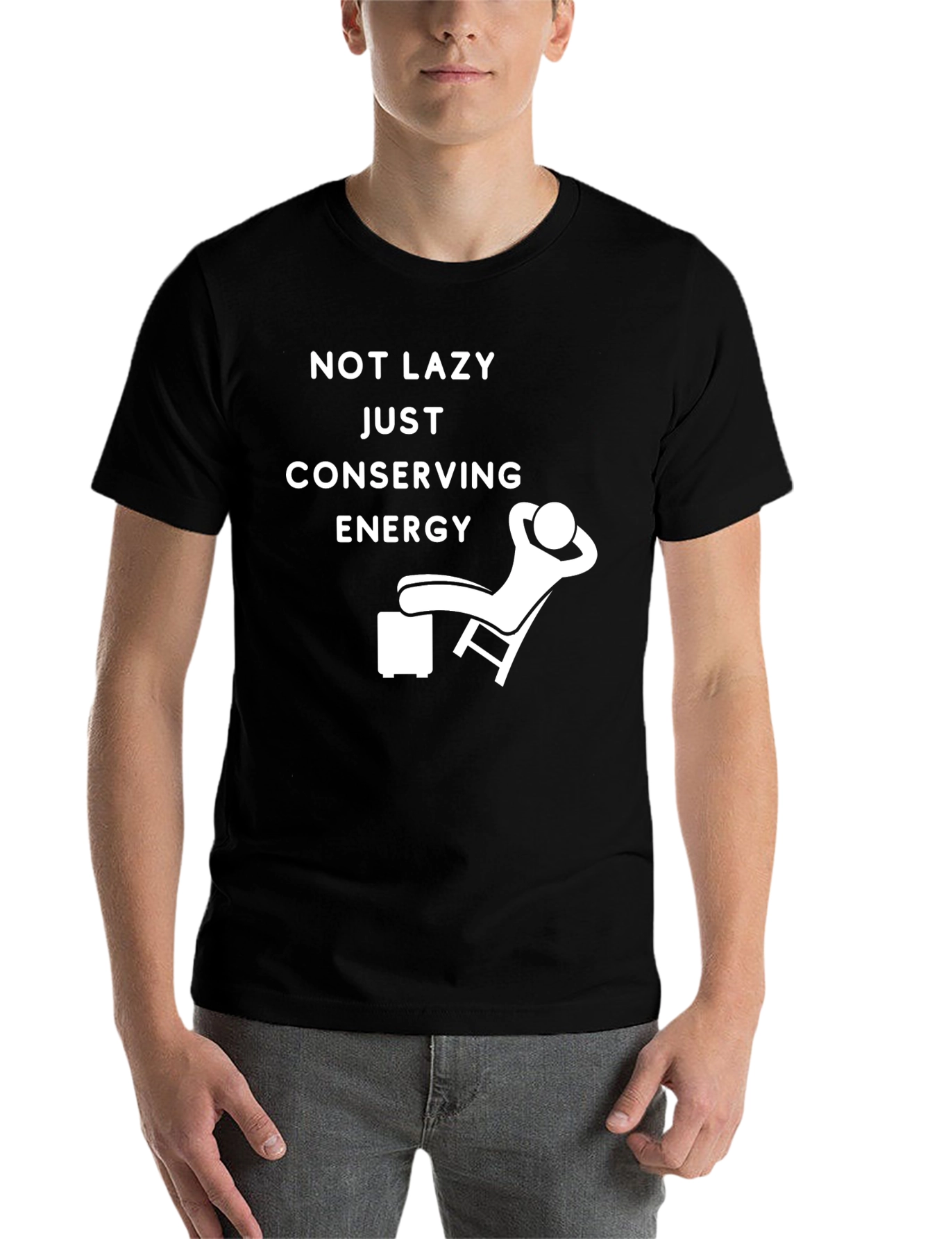 Black Conserving Energy Graphic Tee - Relaxed Fit Black T-Shirt view 7