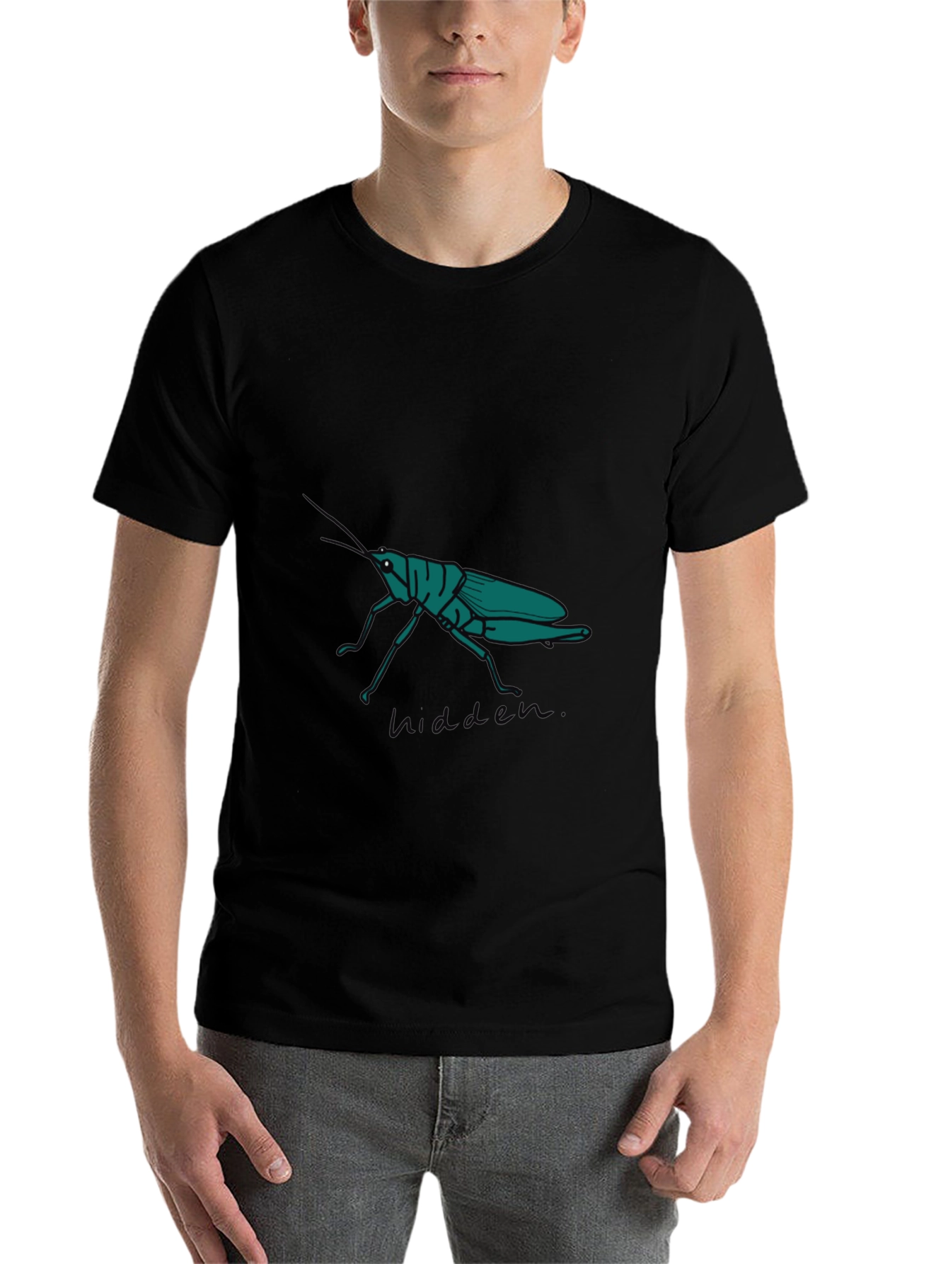 Black Grasshopper Graphic Tee - Hidden Nature Design view 7