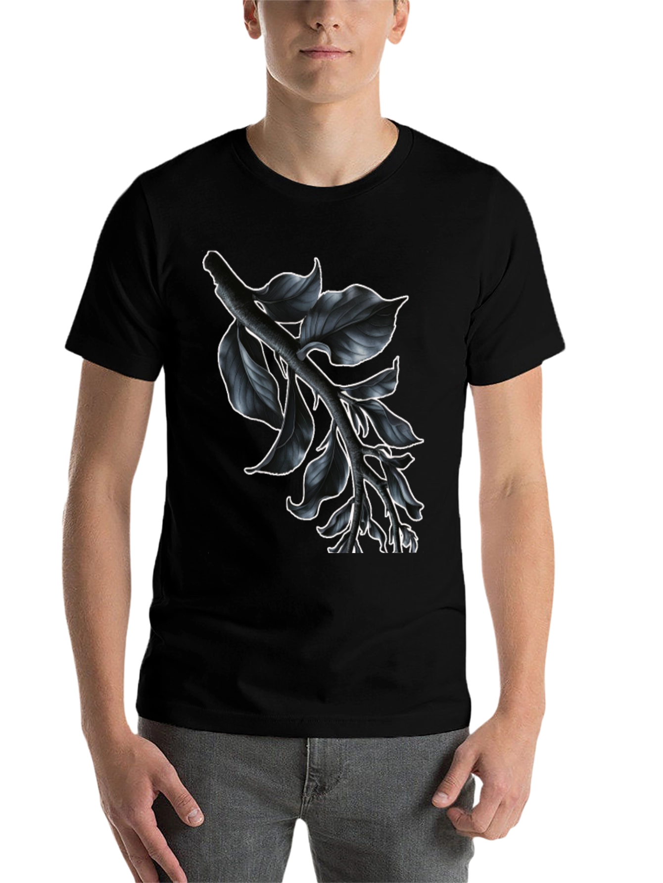 Black Botanical Branch Graphic Tee - Modern Black view 7
