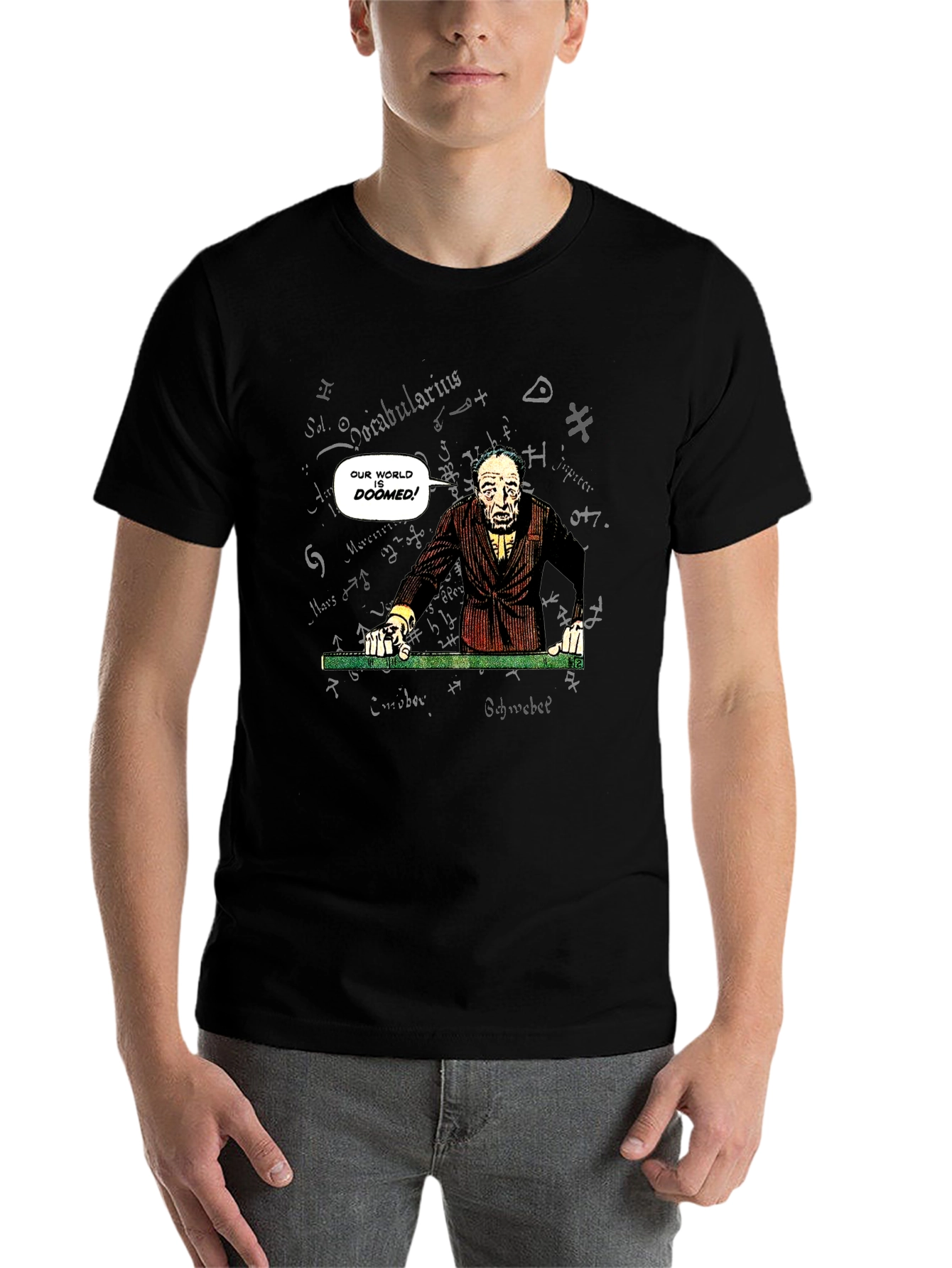 Black Doomed World Graphic T-Shirt - Unique Sci-Fi Design view 7
