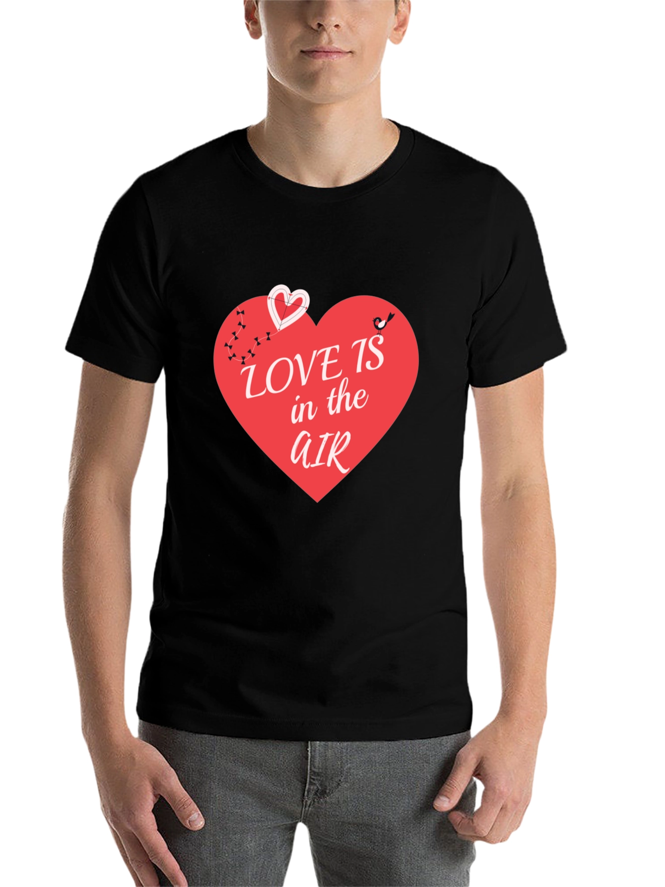 Black Love is in the Air T-Shirt - Graphic Heart Design view 7