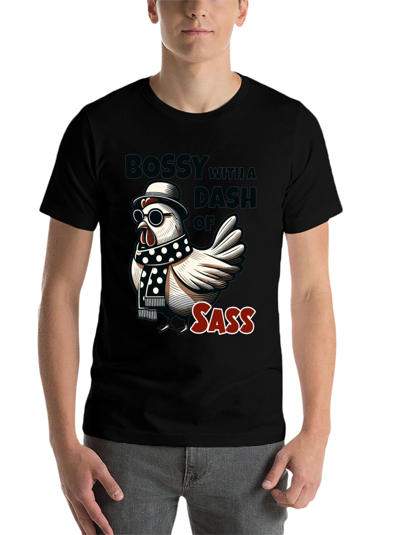 Black Bossy Sass Chicken Graphic Tee view 7