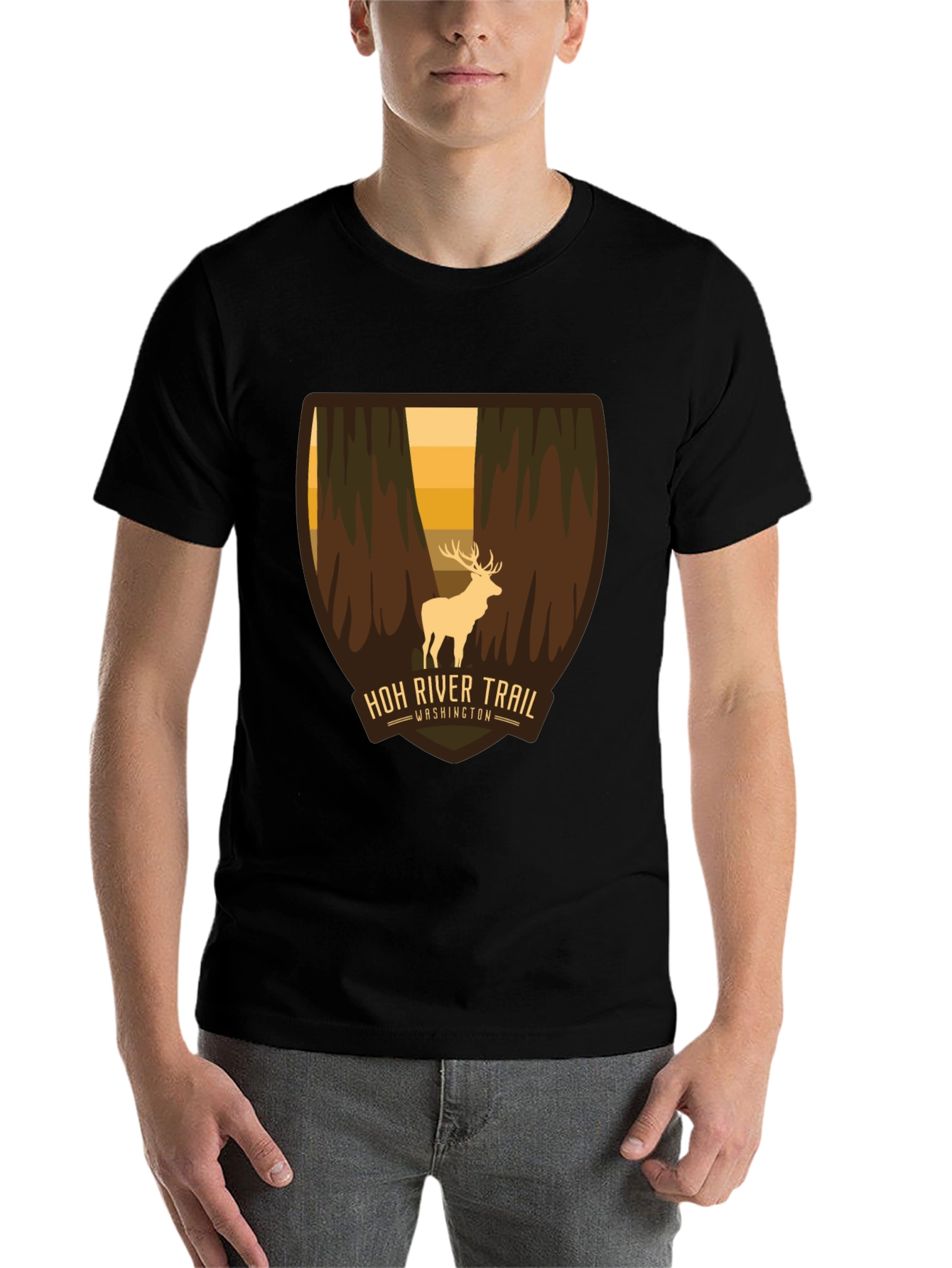 Black Hoh River Trail Washington Graphic Tee view 7