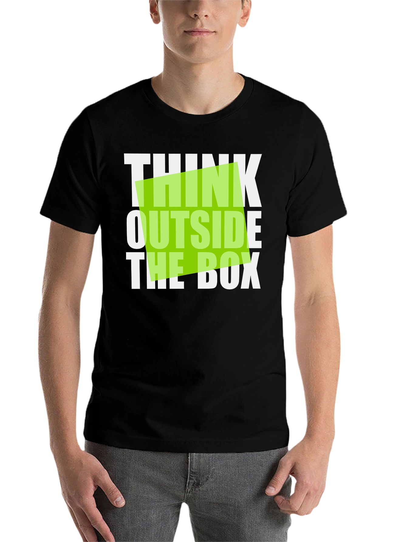 Black Think Outside the Box Graphic Tee - Black Cotton T-Shirt view 7