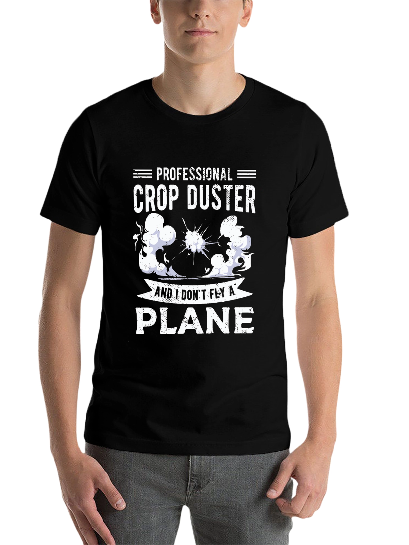 Black Professional Crop Duster Novelty Graphic Tee view 7