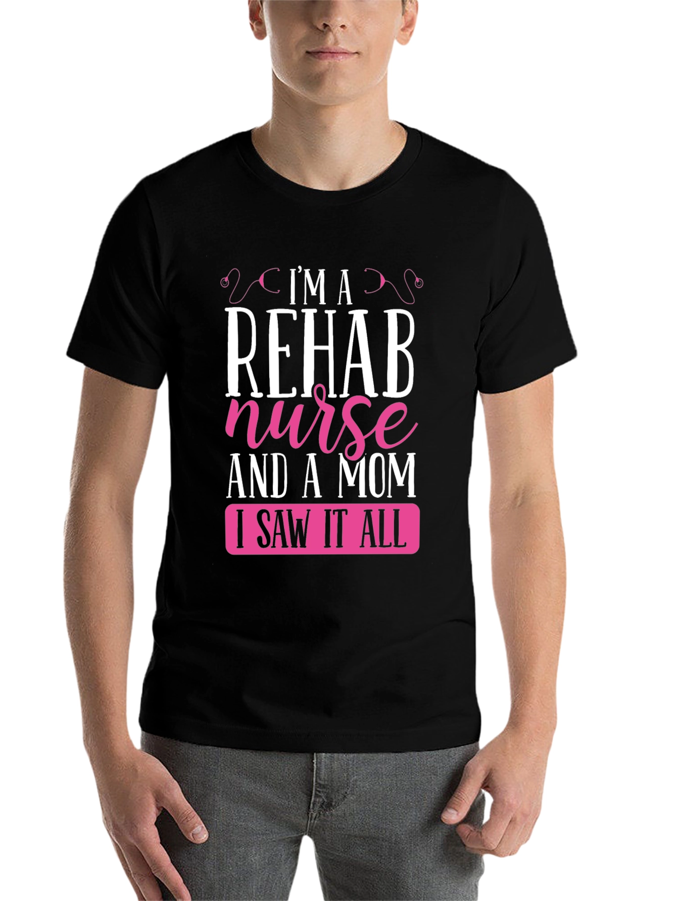 Black Rehab Nurse Mom T-Shirt view 7