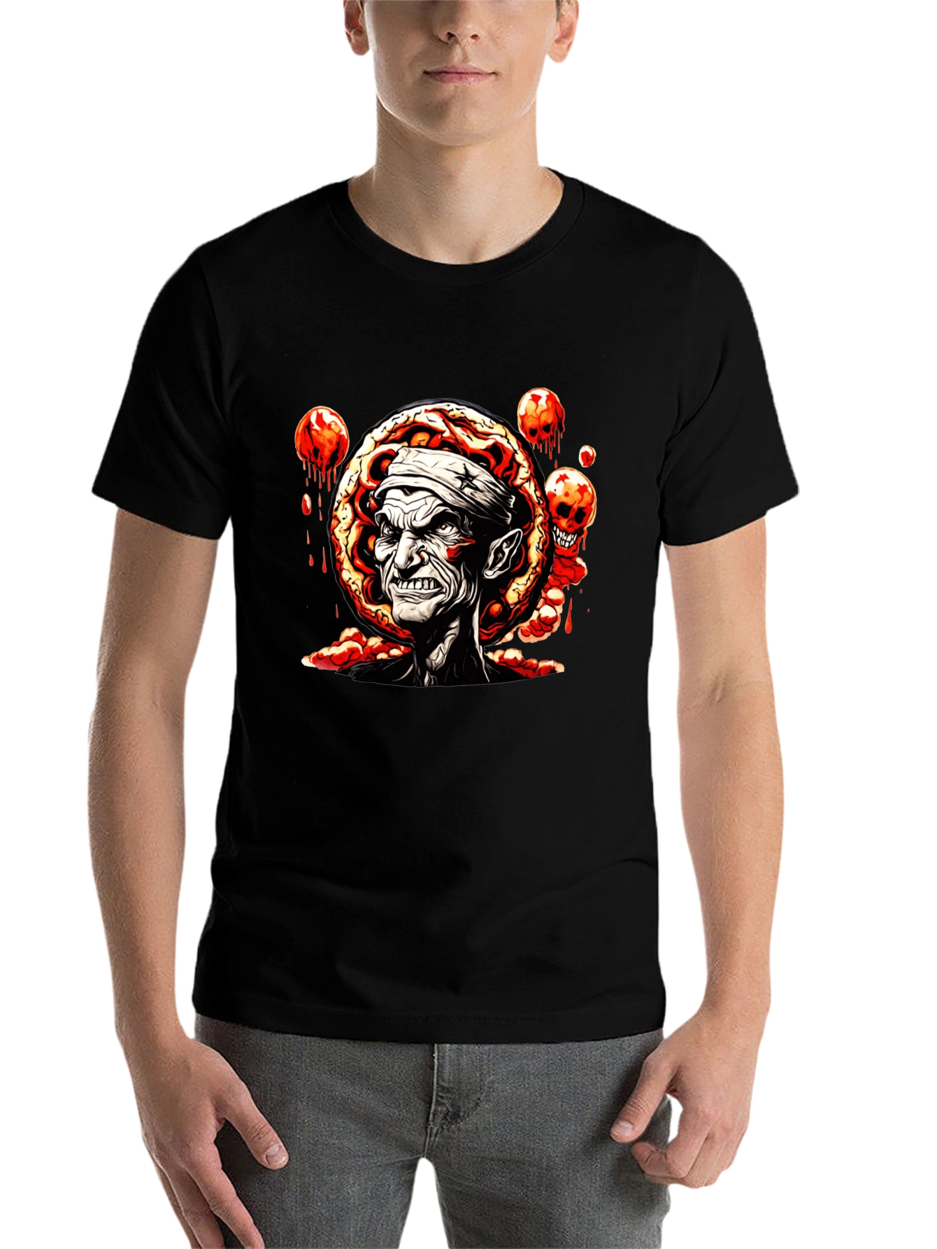 Black Creepy Zombie Graphic Tee - Black view 7